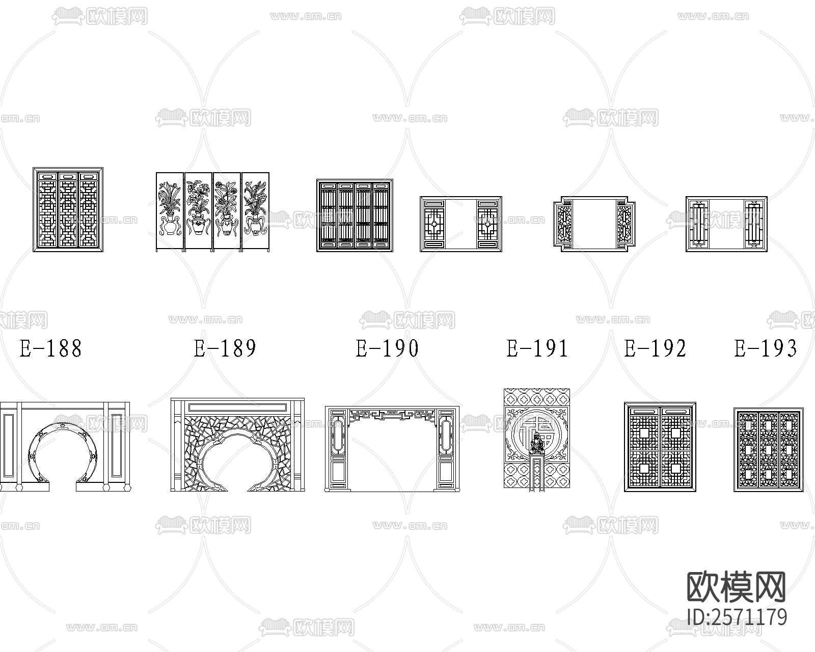 中式元素cad图库下载（渲染图2）
