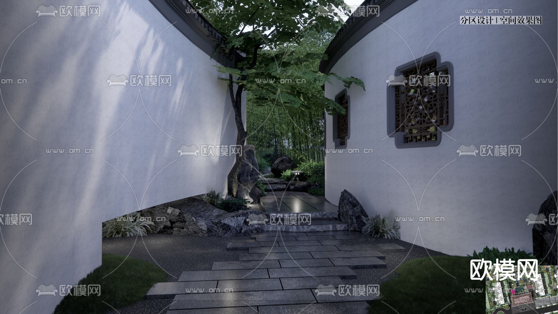 中式园林景观su模型下载（渲染图4）