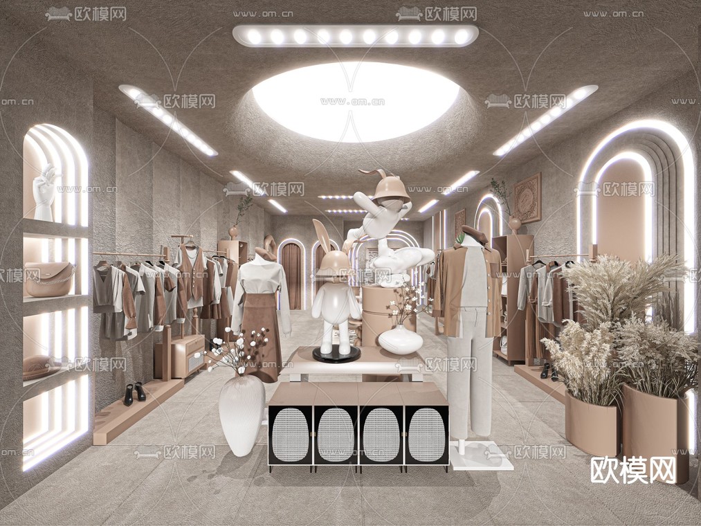 侘寂风服装店 女装店3d模型下载_ID14021219_3dmax免费模型-欧模网