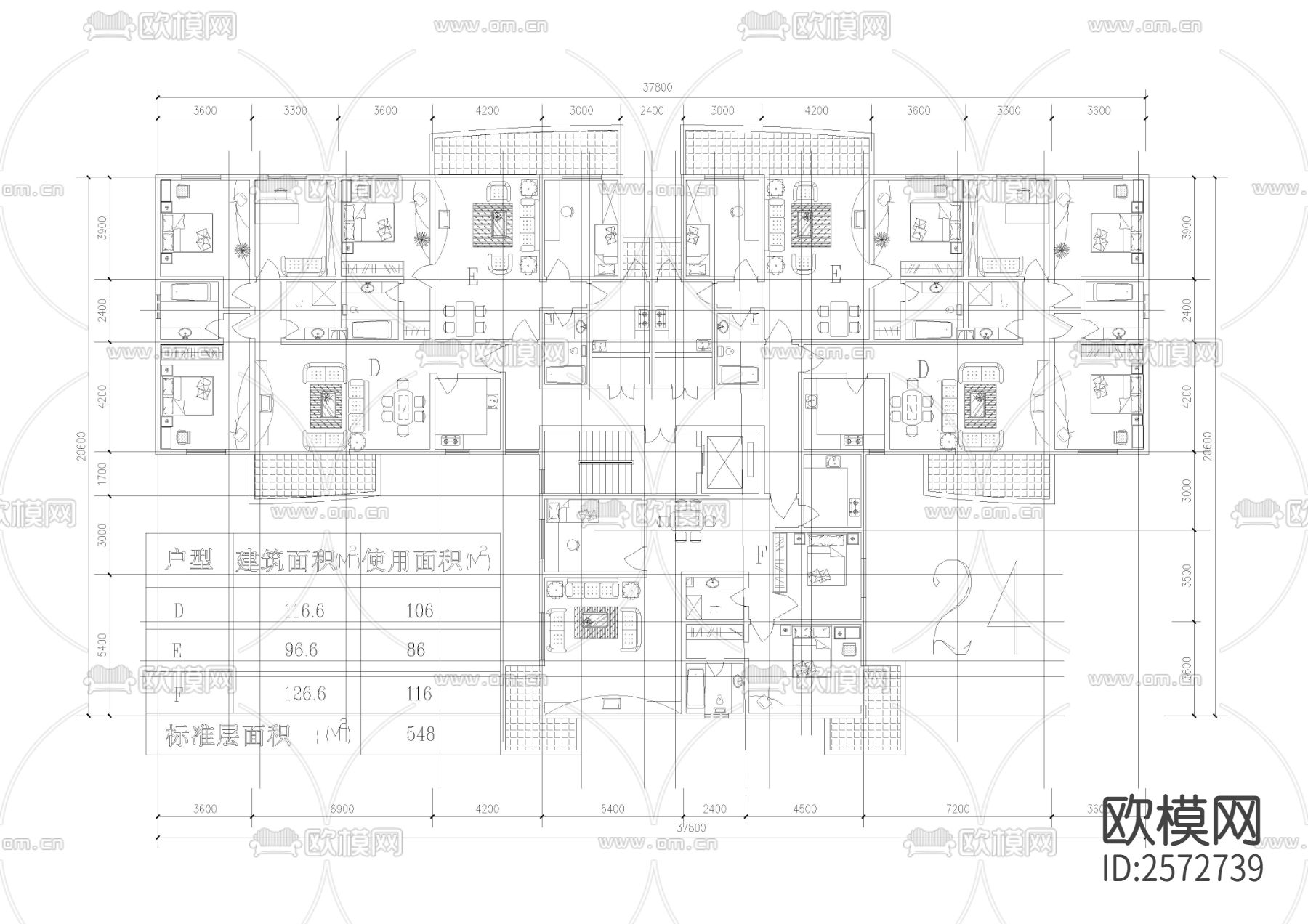 近百种建筑户型CAD施工图下载（渲染图1）