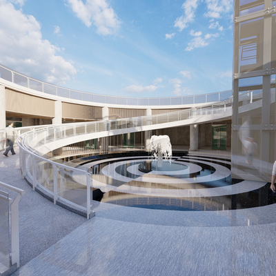 现代中庭水景su模型