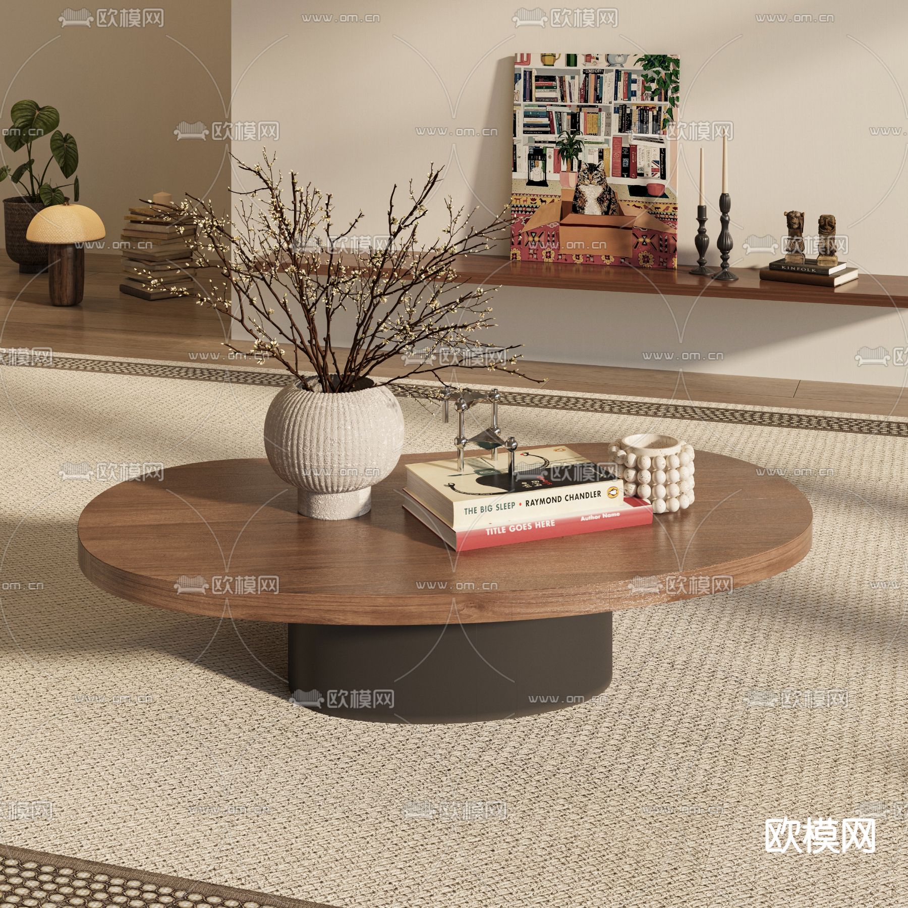 中古风茶几3d模型下载