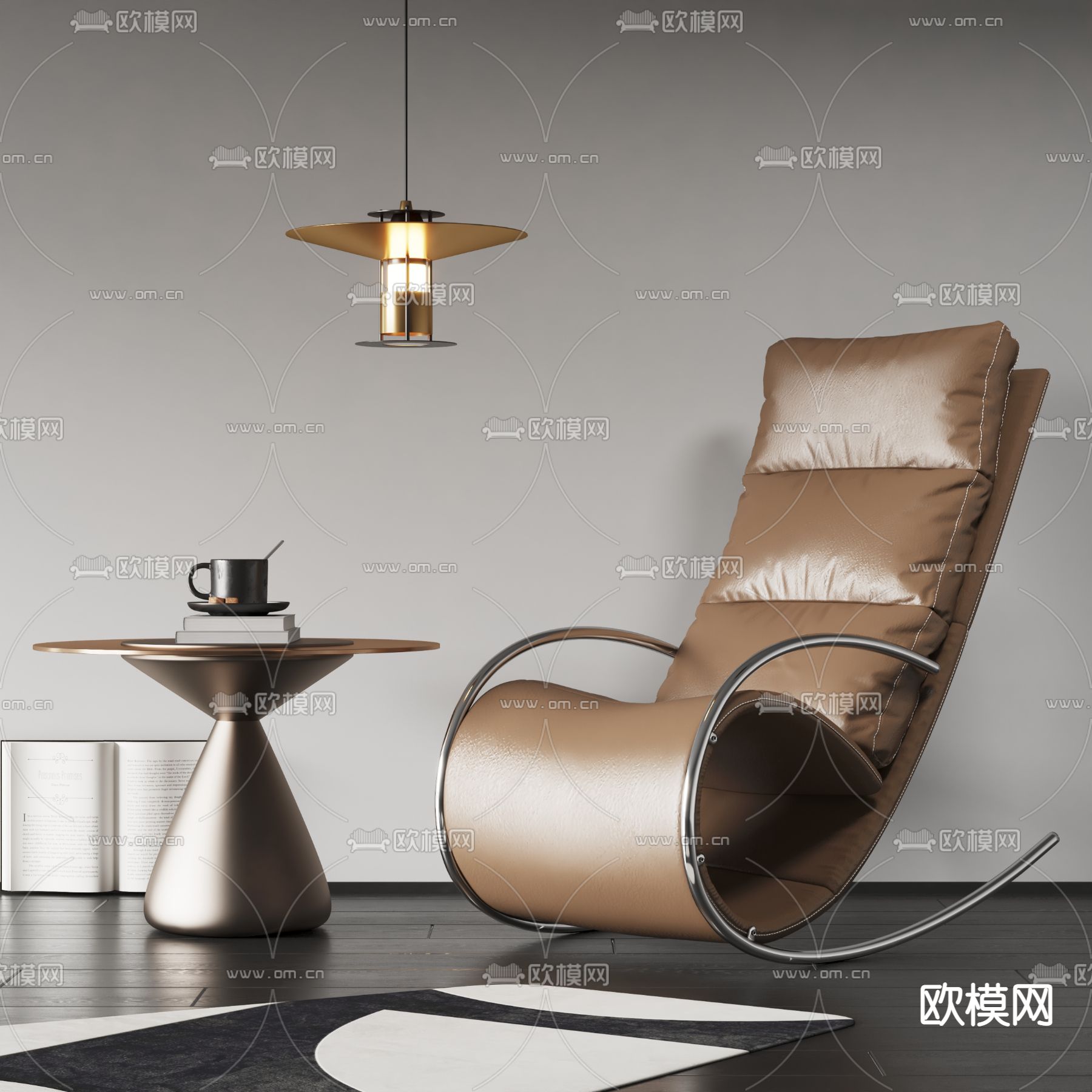 皮革躺椅 摇椅3d模型下载