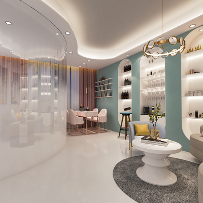  现代美甲店su模型 