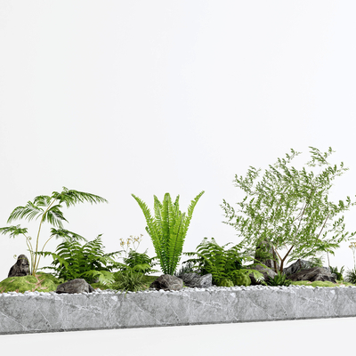  庭院小品 绿植花坛su模型 