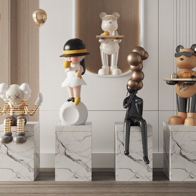  潮玩雕塑 KWAS摆件su模型 