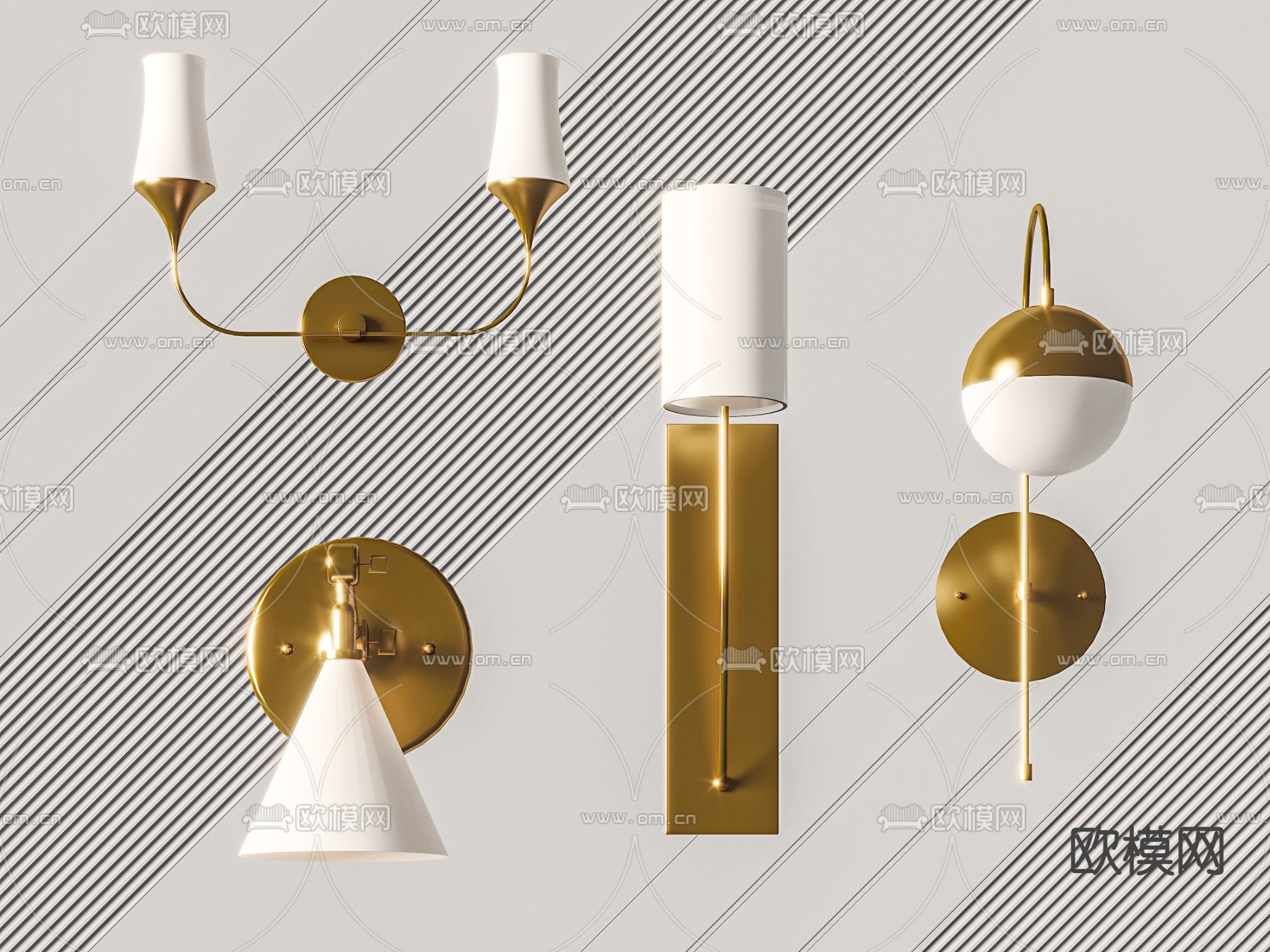 轻奢风壁灯3d模型下载