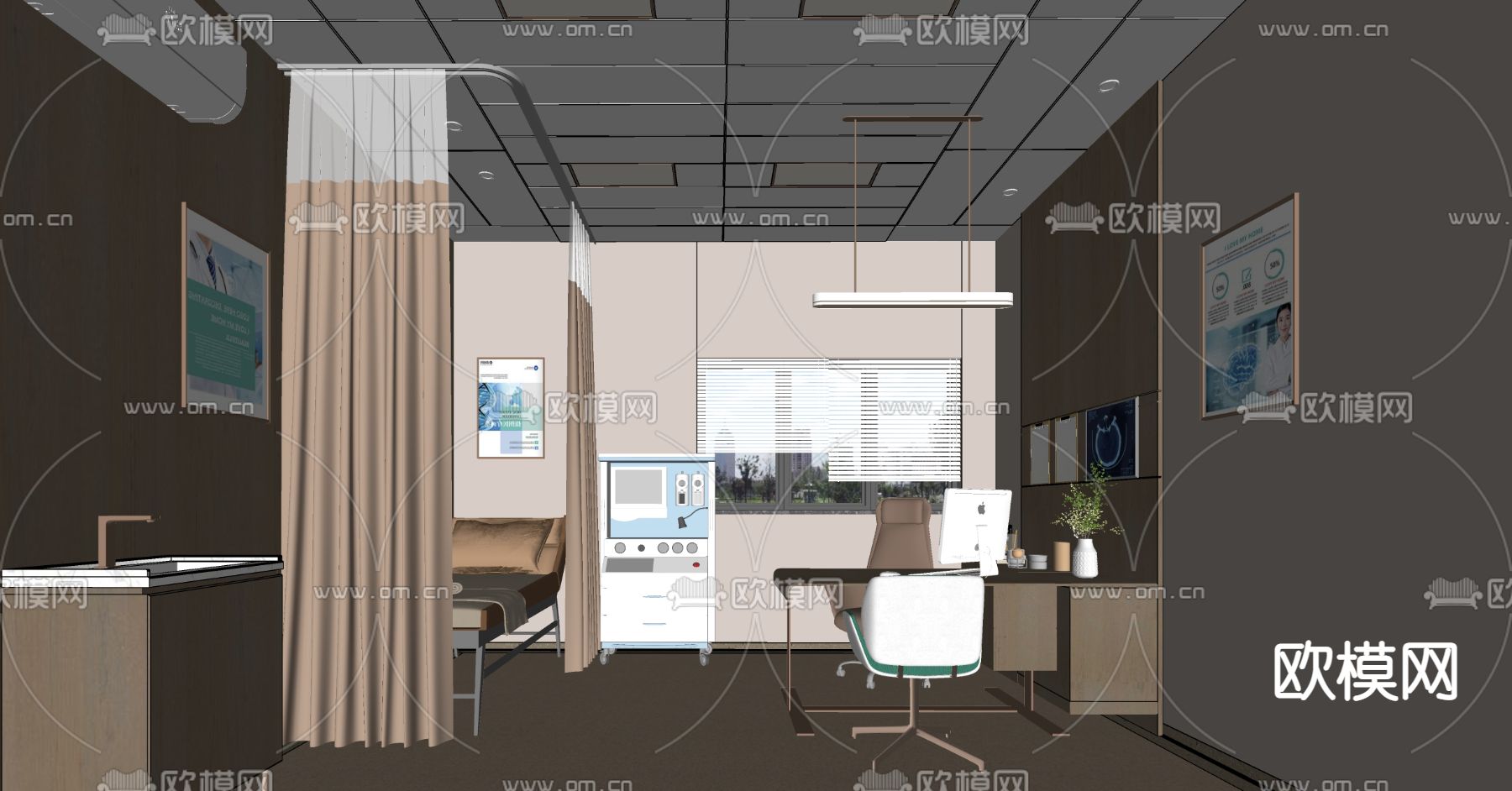 医院诊疗室 医务室su模型下载（渲染图2）