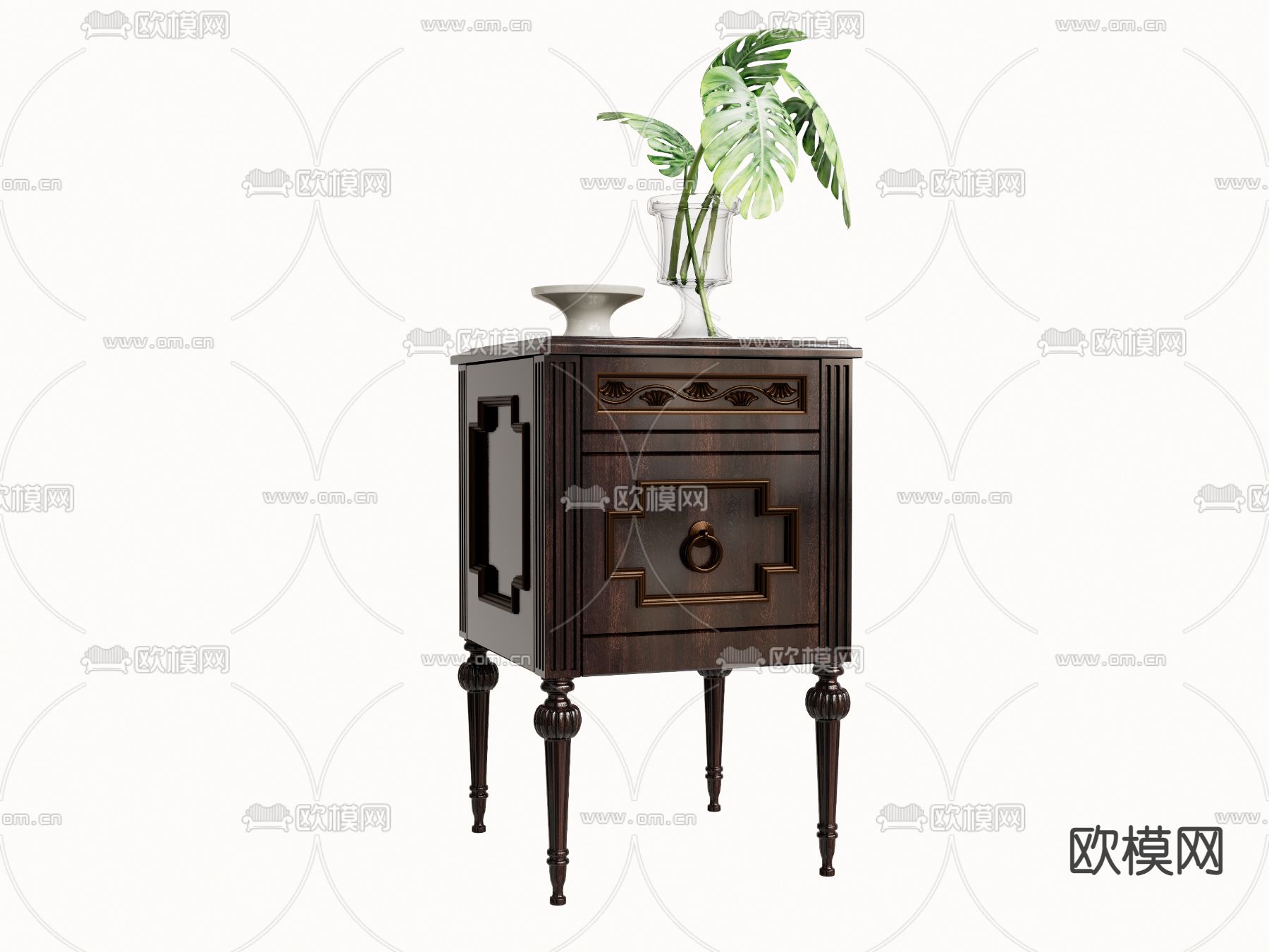 美式床头柜su模型下载（渲染图1）