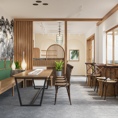  侘寂茶楼su模型 