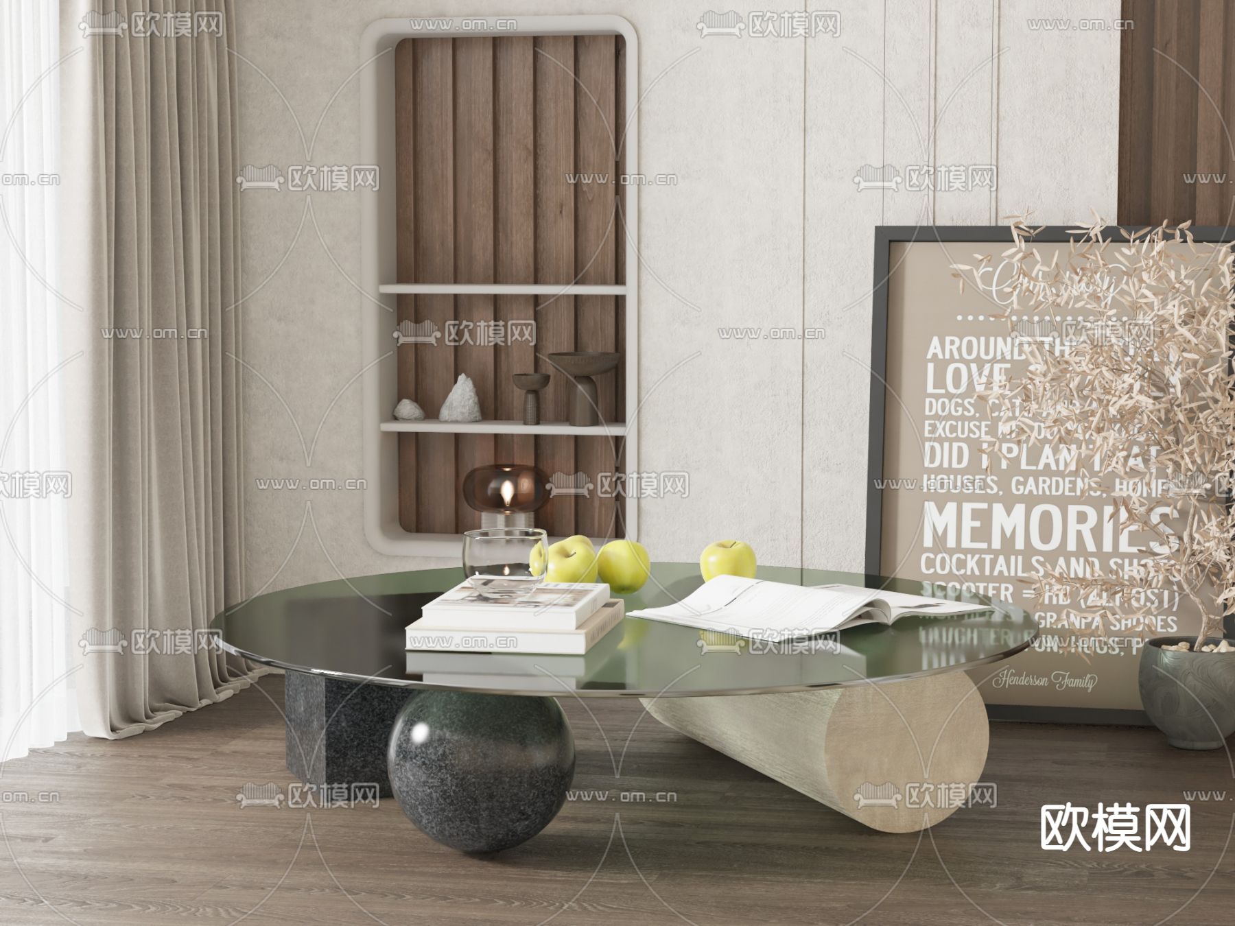 圆形茶几3d模型下载