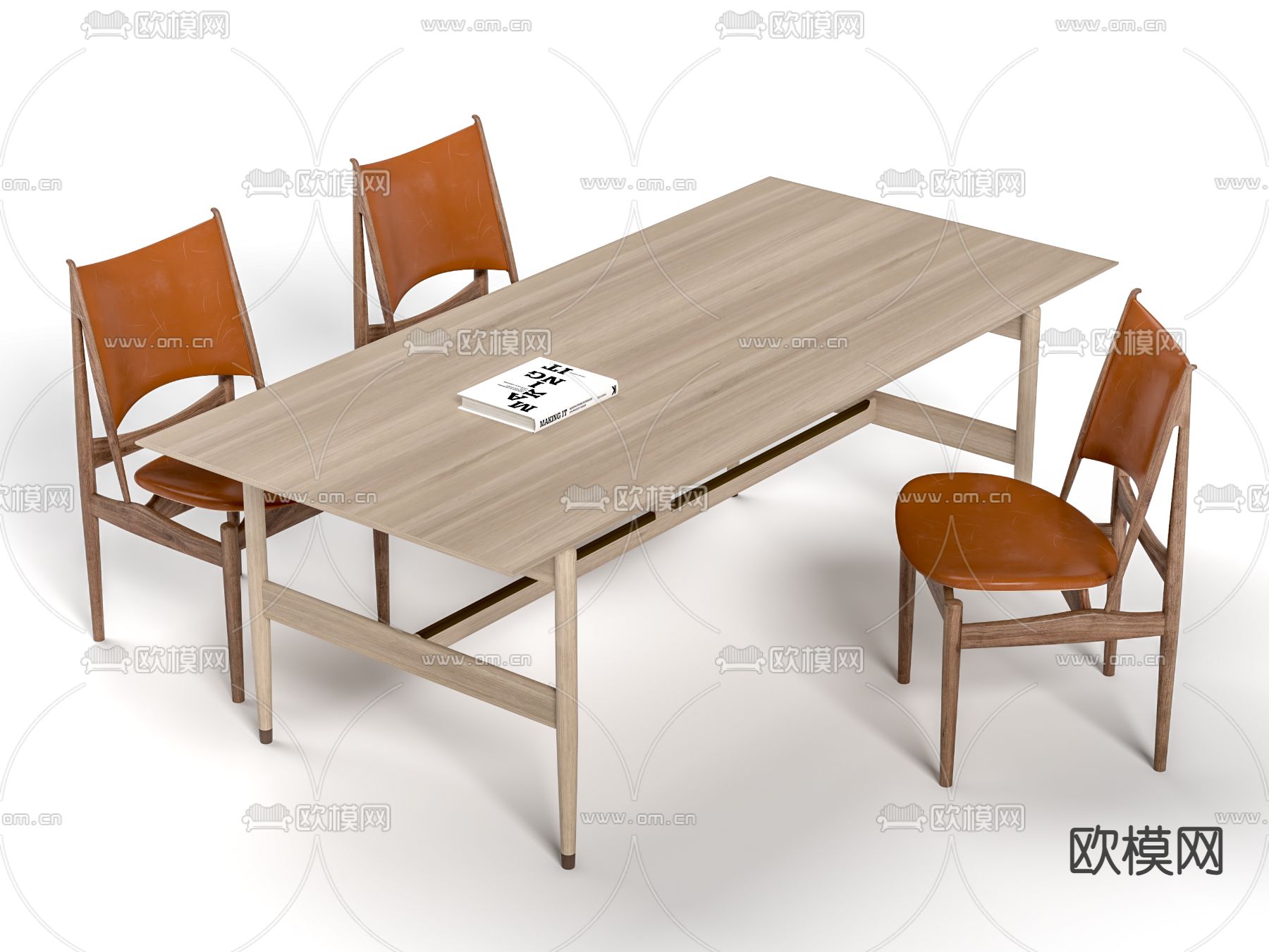 现代餐桌椅su模型下载（渲染图1）