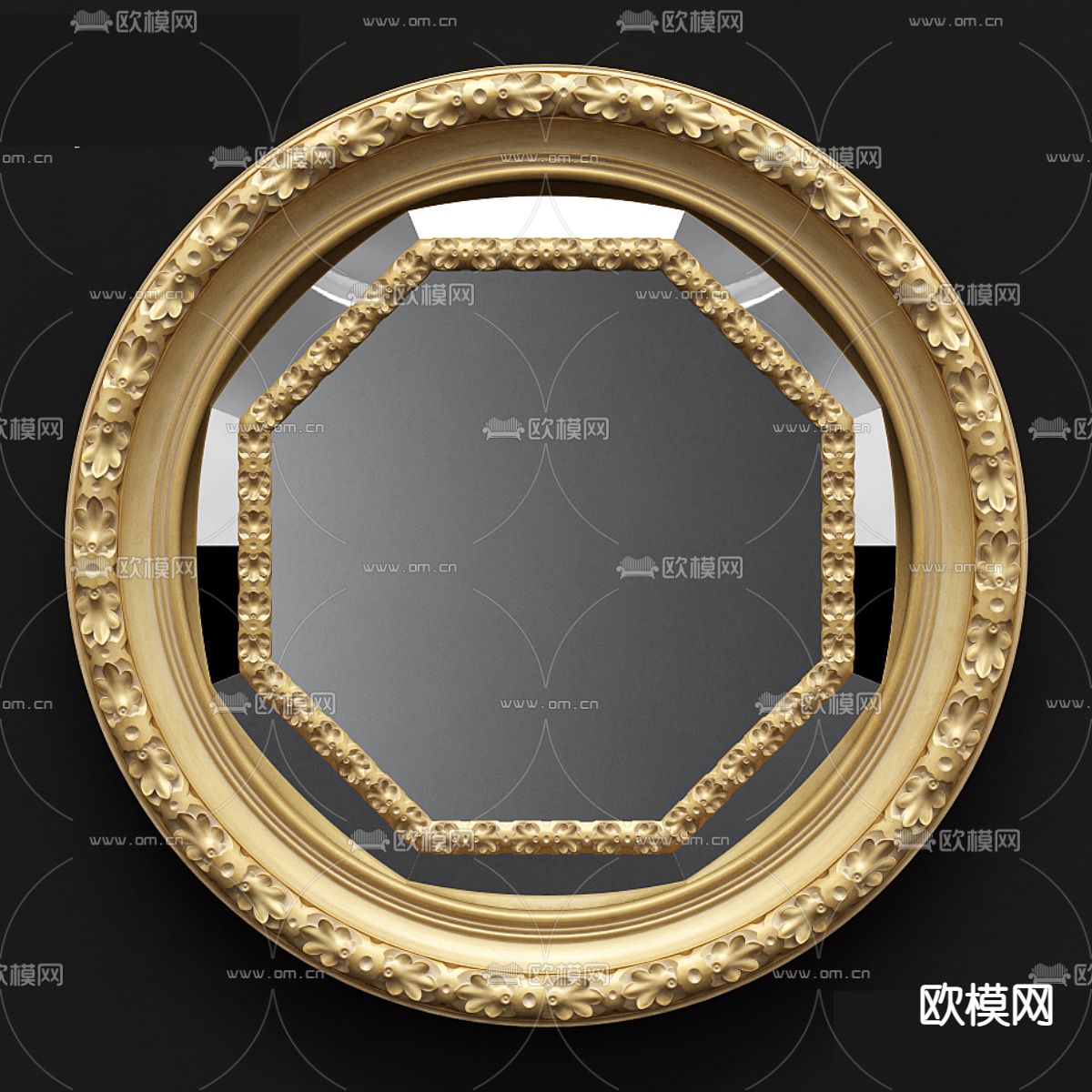 法式圆镜 装饰镜 镜子3d模型下载
