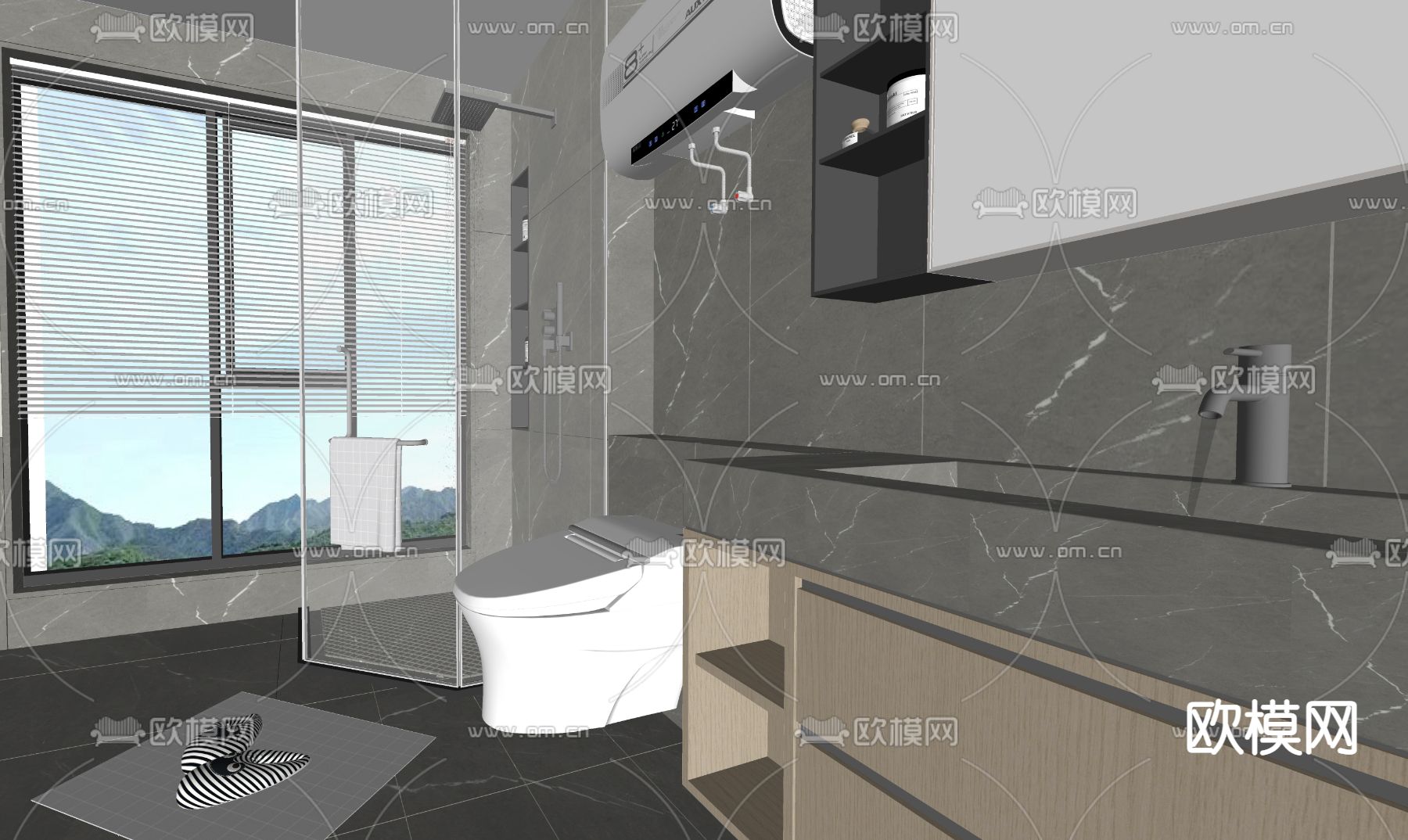 现代卫生间 浴室su模型下载（渲染图2）