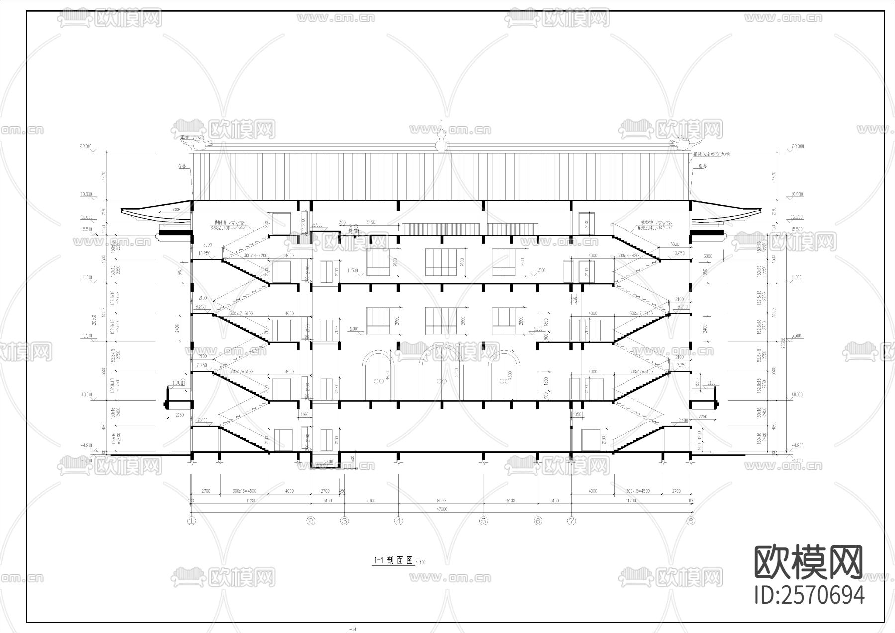 静音寺建筑cad施工图下载（渲染图5）