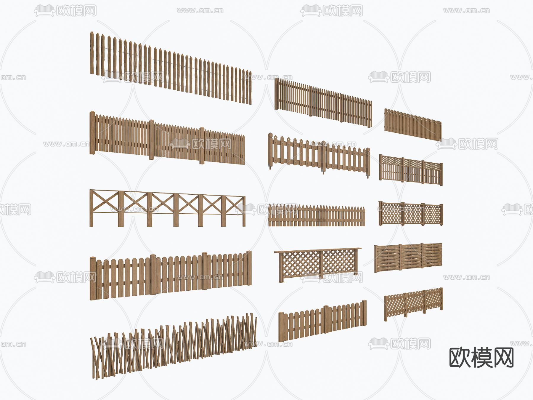 自然风围栏 护栏 栏杆3d模型下载（渲染图3）