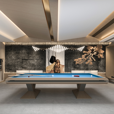  新中式台球室su模型 