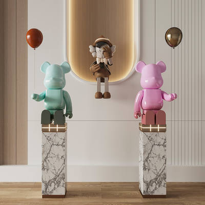  暴力熊雕塑 潮玩摆件su模型 