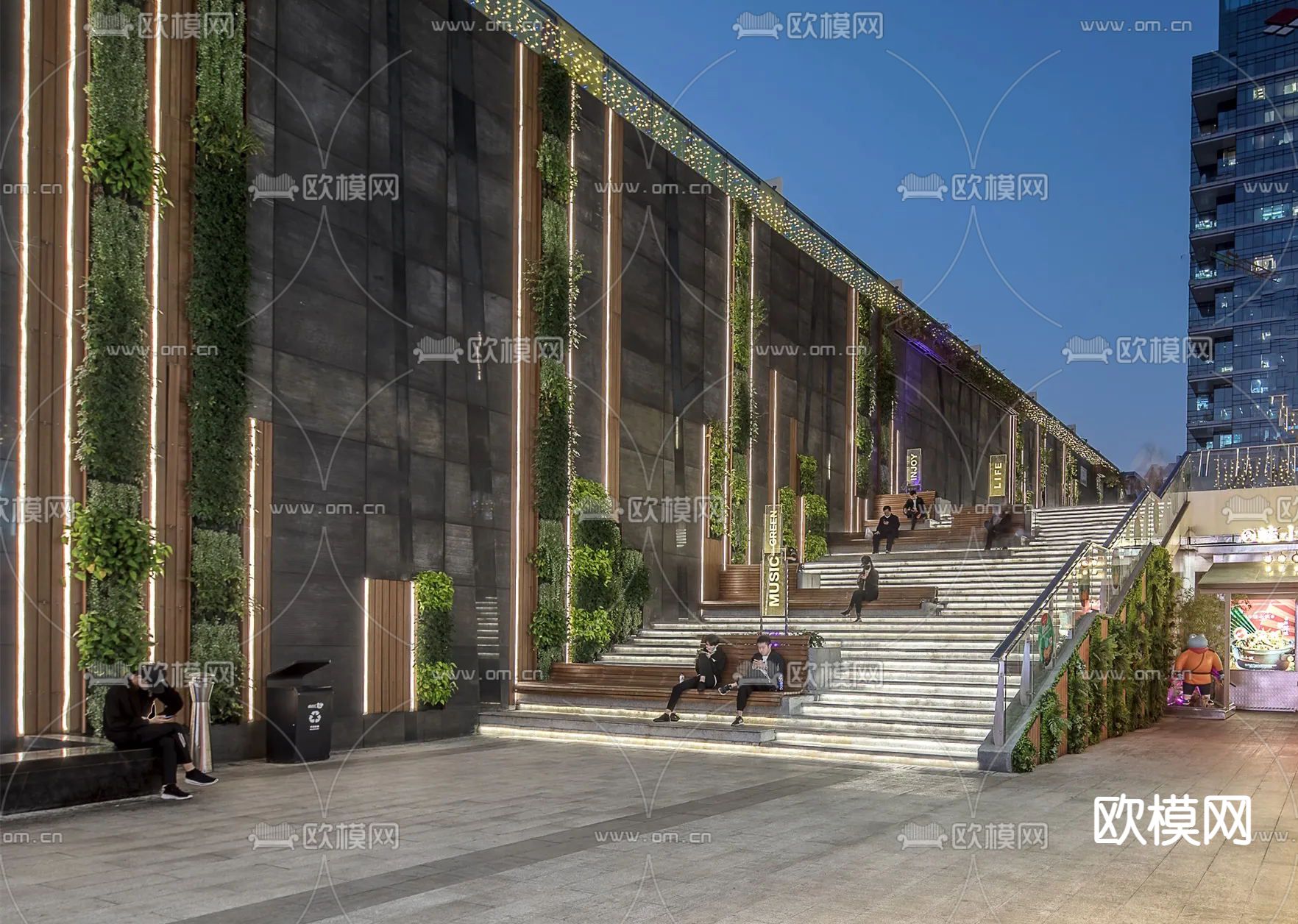 现代景观台阶su模型下载_ID14017864_sketchup模型下载-欧模网