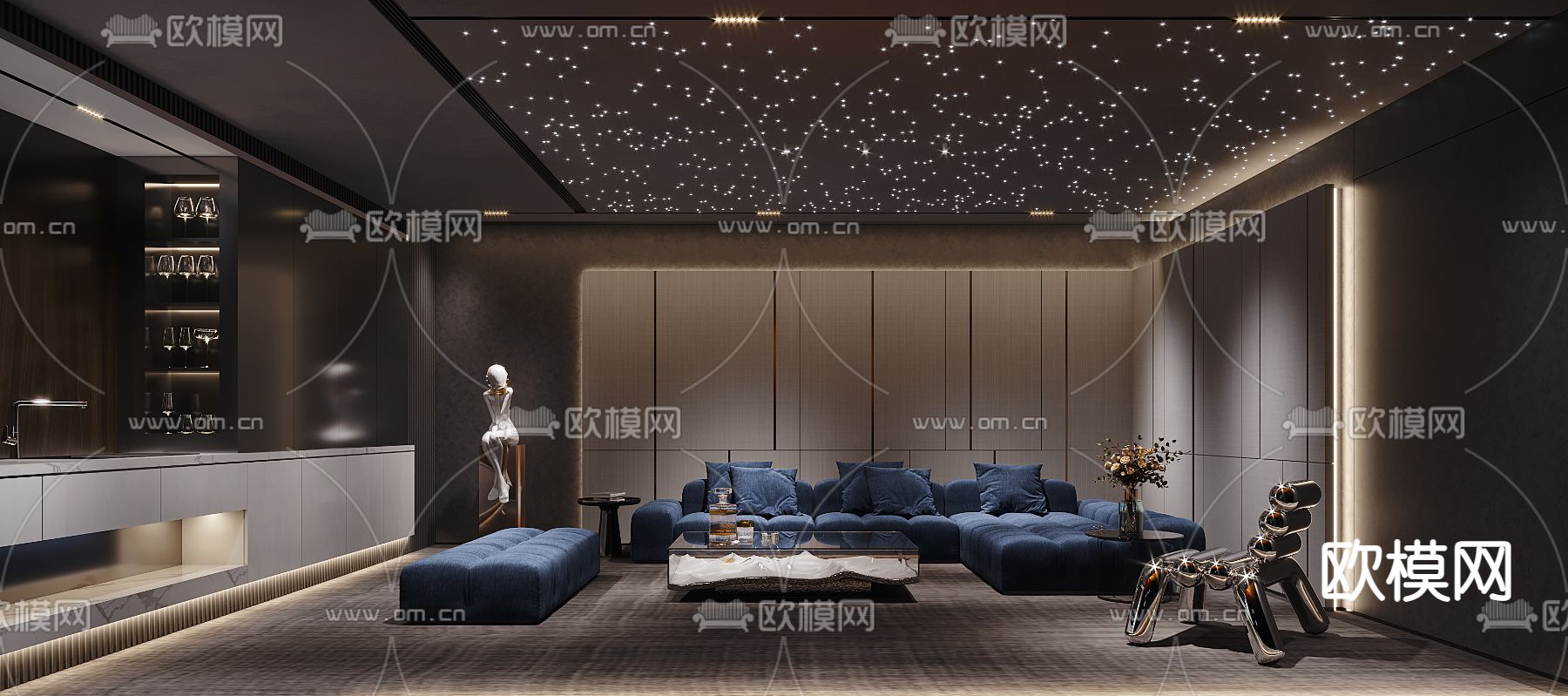 影音室 视听室 家庭影院3d模型下载（渲染图2）