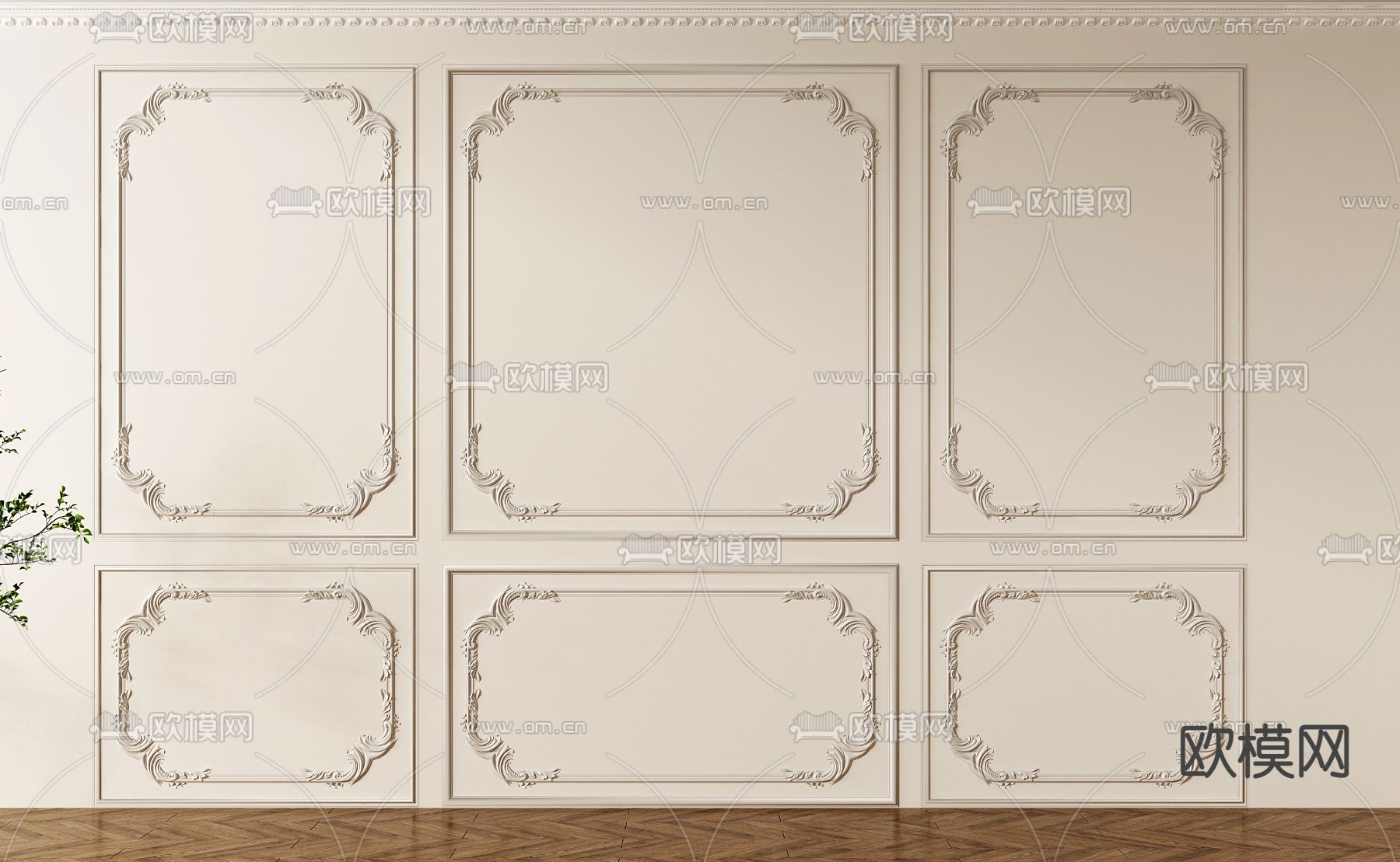 简欧石膏线条su模型下载（渲染图1）