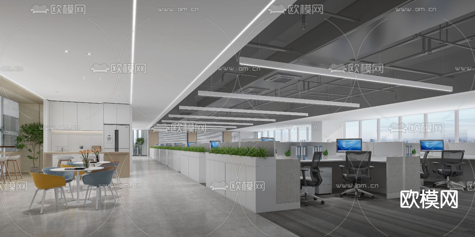 开放办公室 办公区3d模型下载