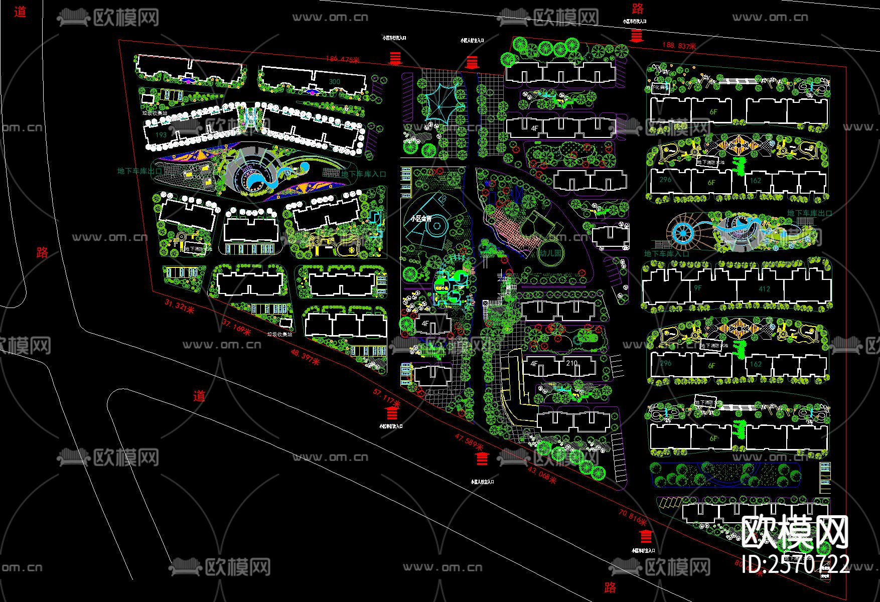 69套住宅小区居住区景观规划设计cad图库下载（渲染图4）