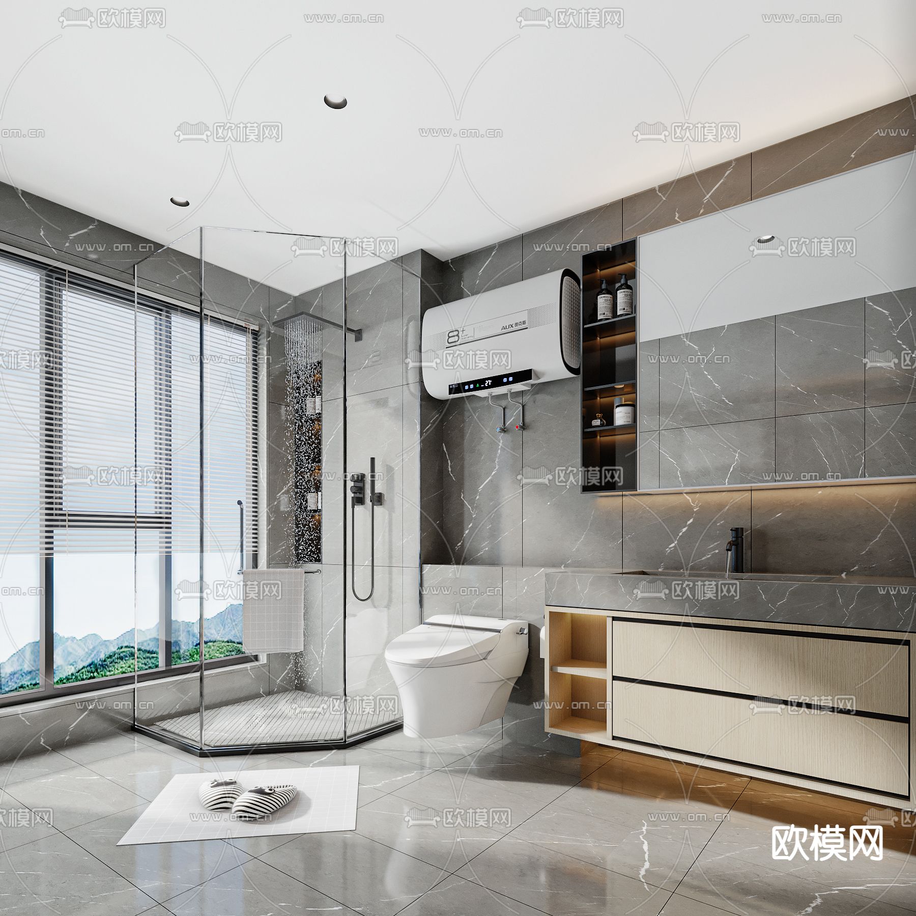 现代卫生间 浴室su模型下载（渲染图1）