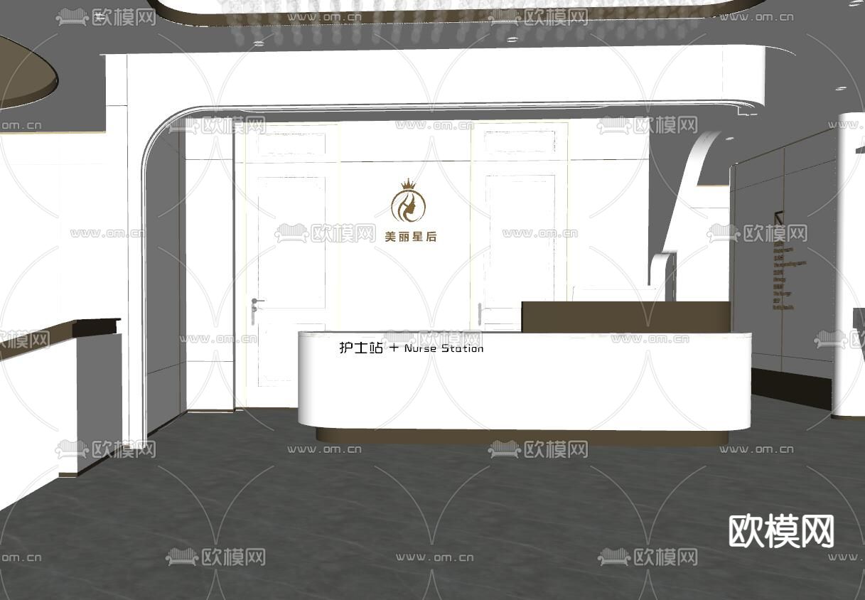 美容院大厅su模型下载（渲染图2）