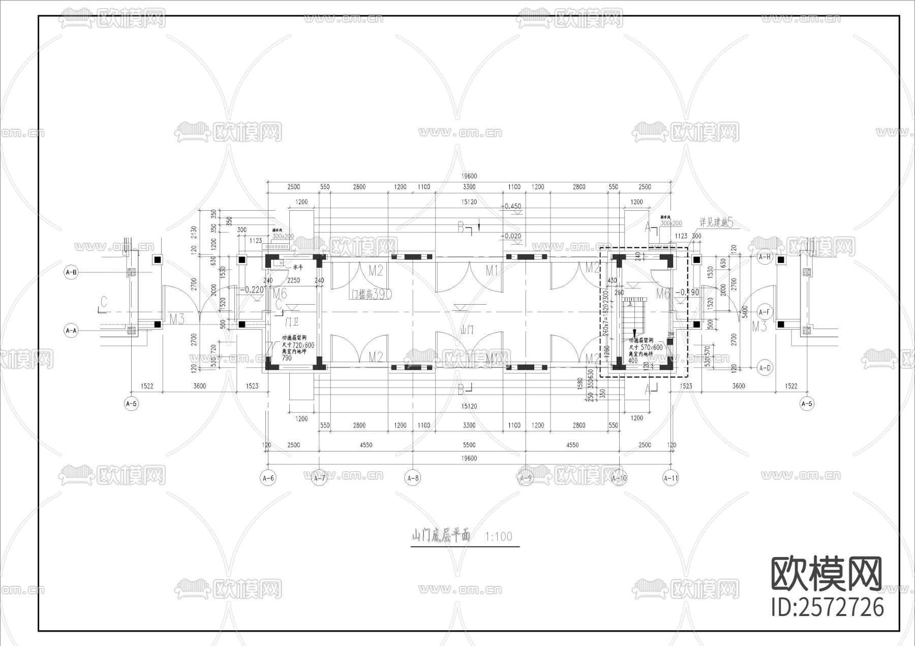 仿古城门建筑CAD施工图下载（渲染图2）
