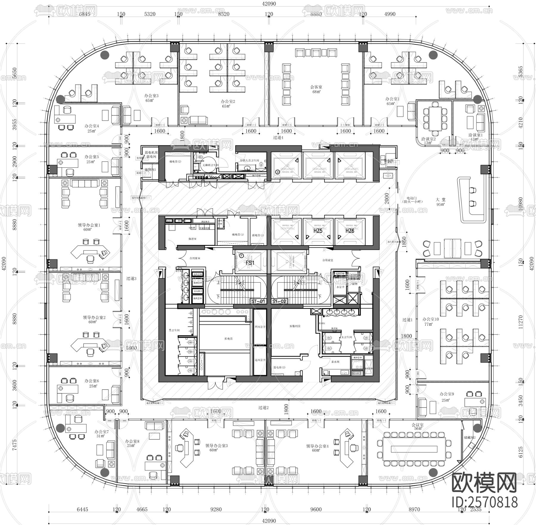 办公室cad施工图-免费3dmax模型库-欧模网