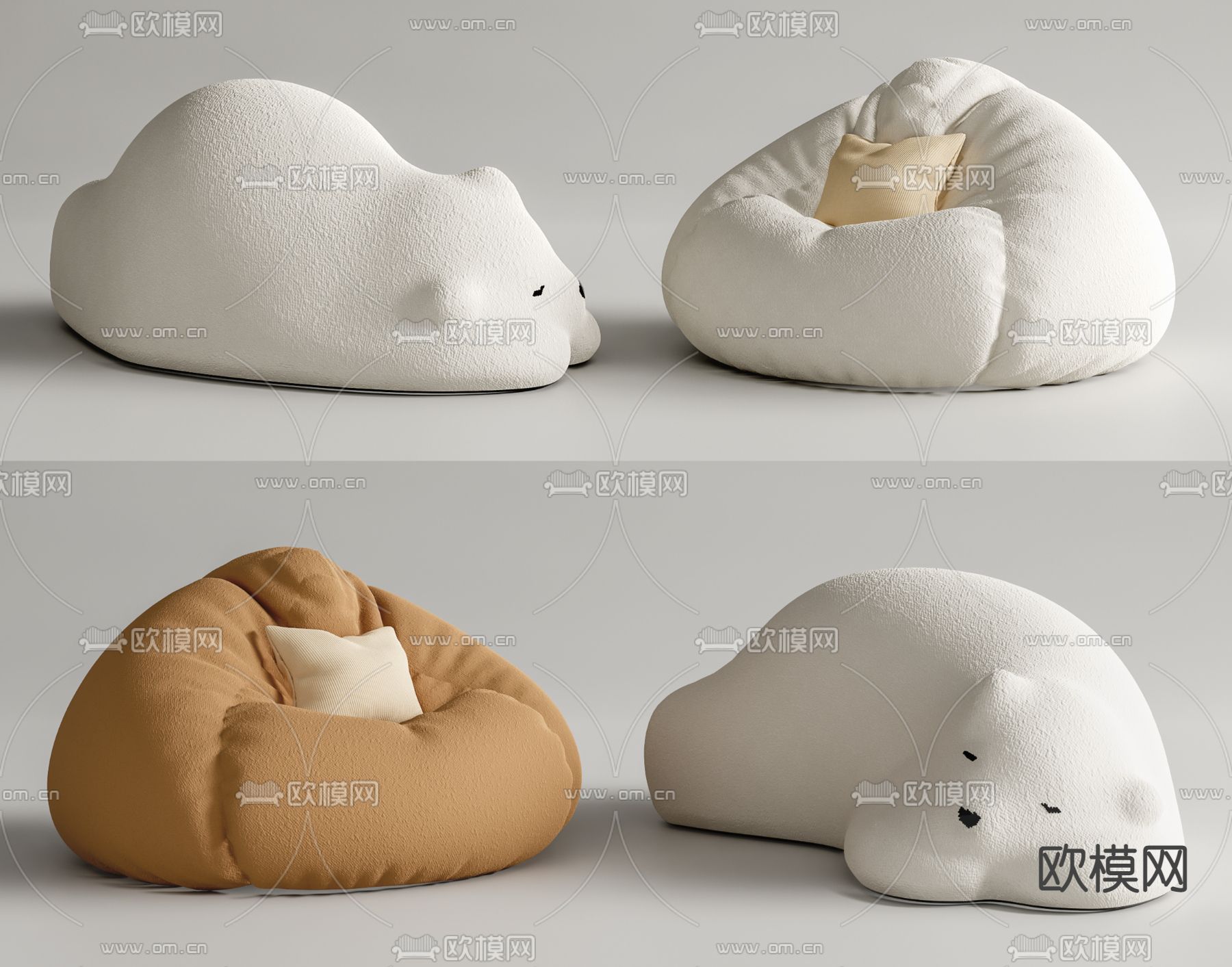 北极熊沙发 懒人沙发 卡通沙发3d模型下载