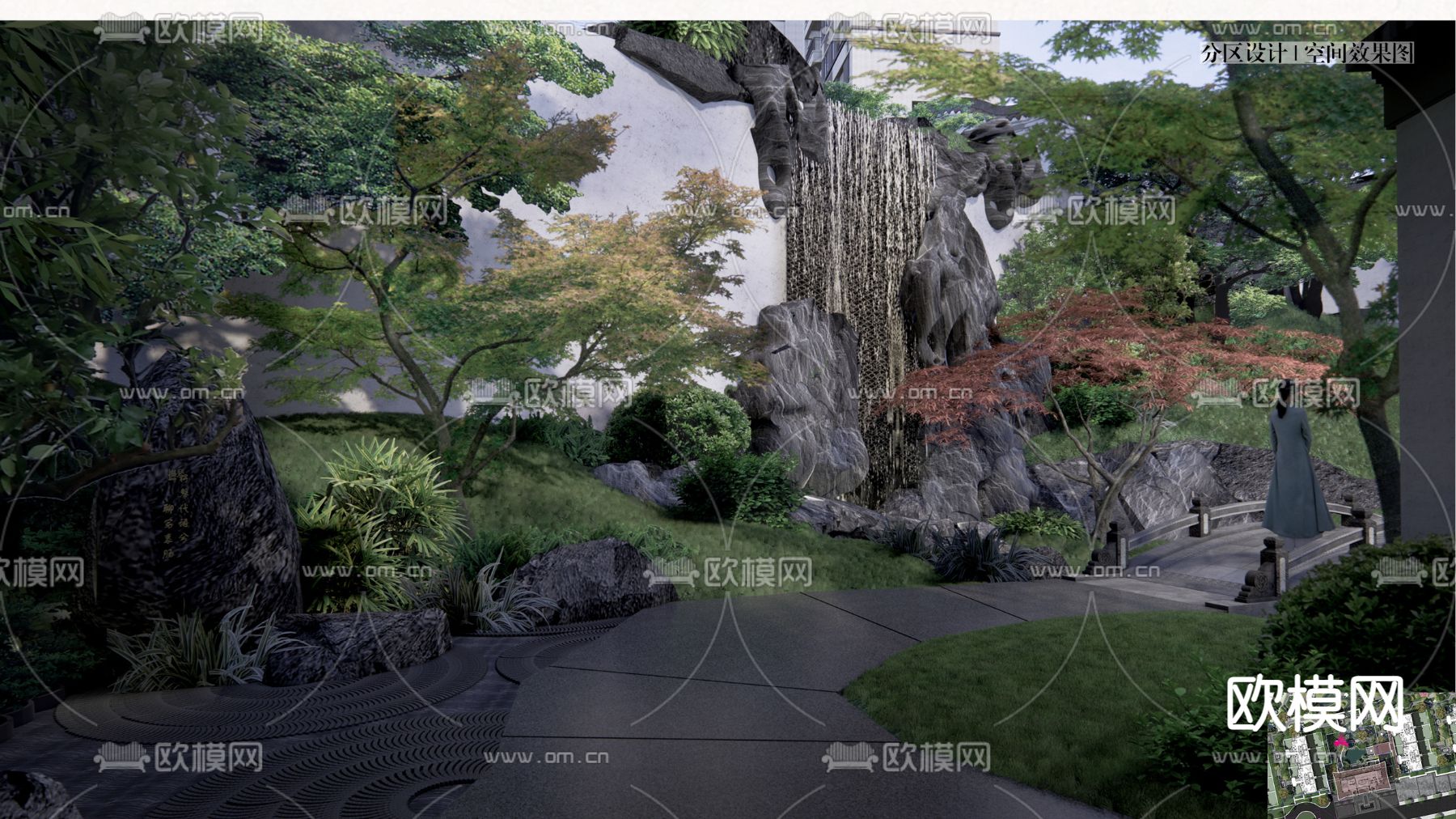 中式园林景观su模型下载（渲染图2）