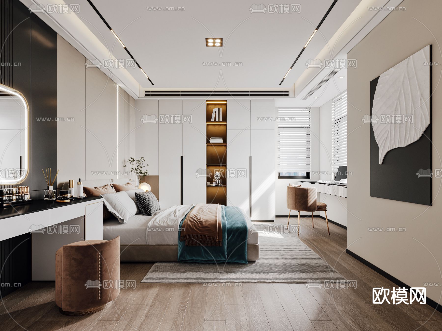 现代卧室 主人房3d模型下载