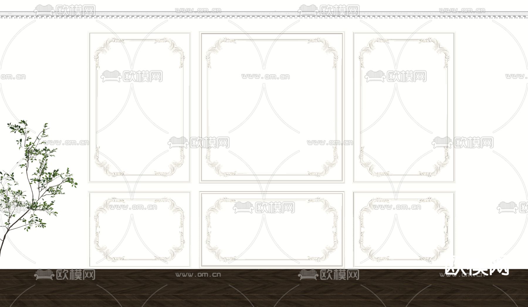 简欧石膏线条su模型下载（渲染图2）