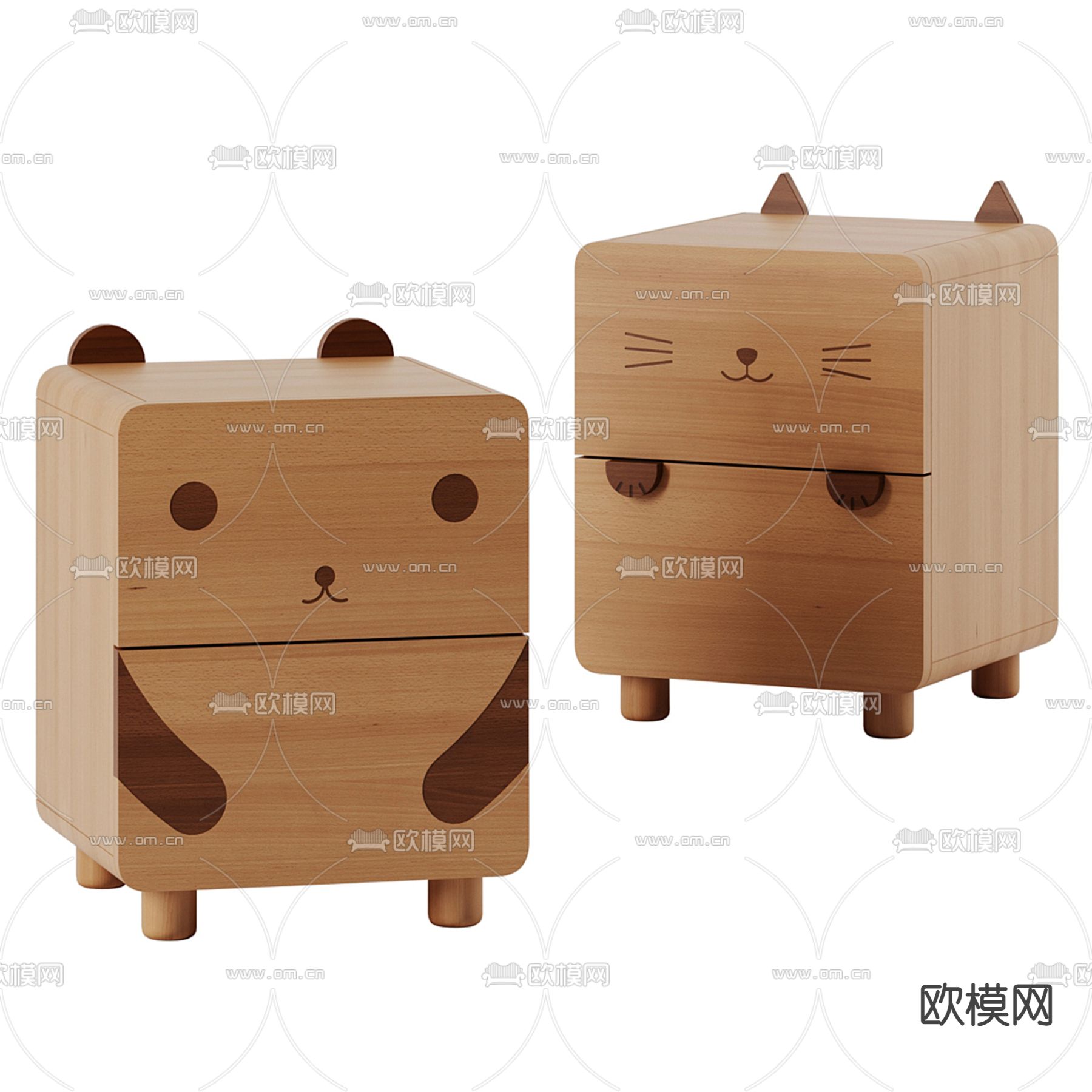 北欧床头柜 儿童柜su模型下载（渲染图1）