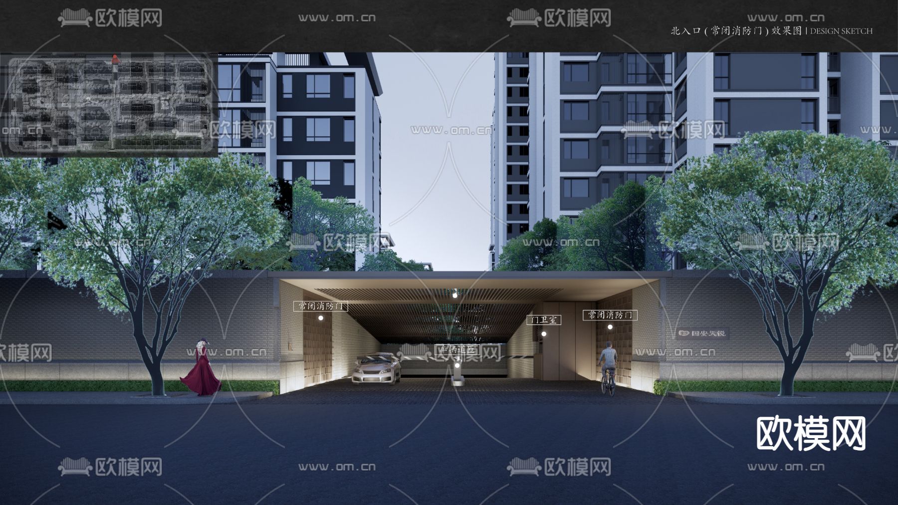 现代入口大门 门楼su模型下载_ID14020652_sketchup模型下载-欧模网