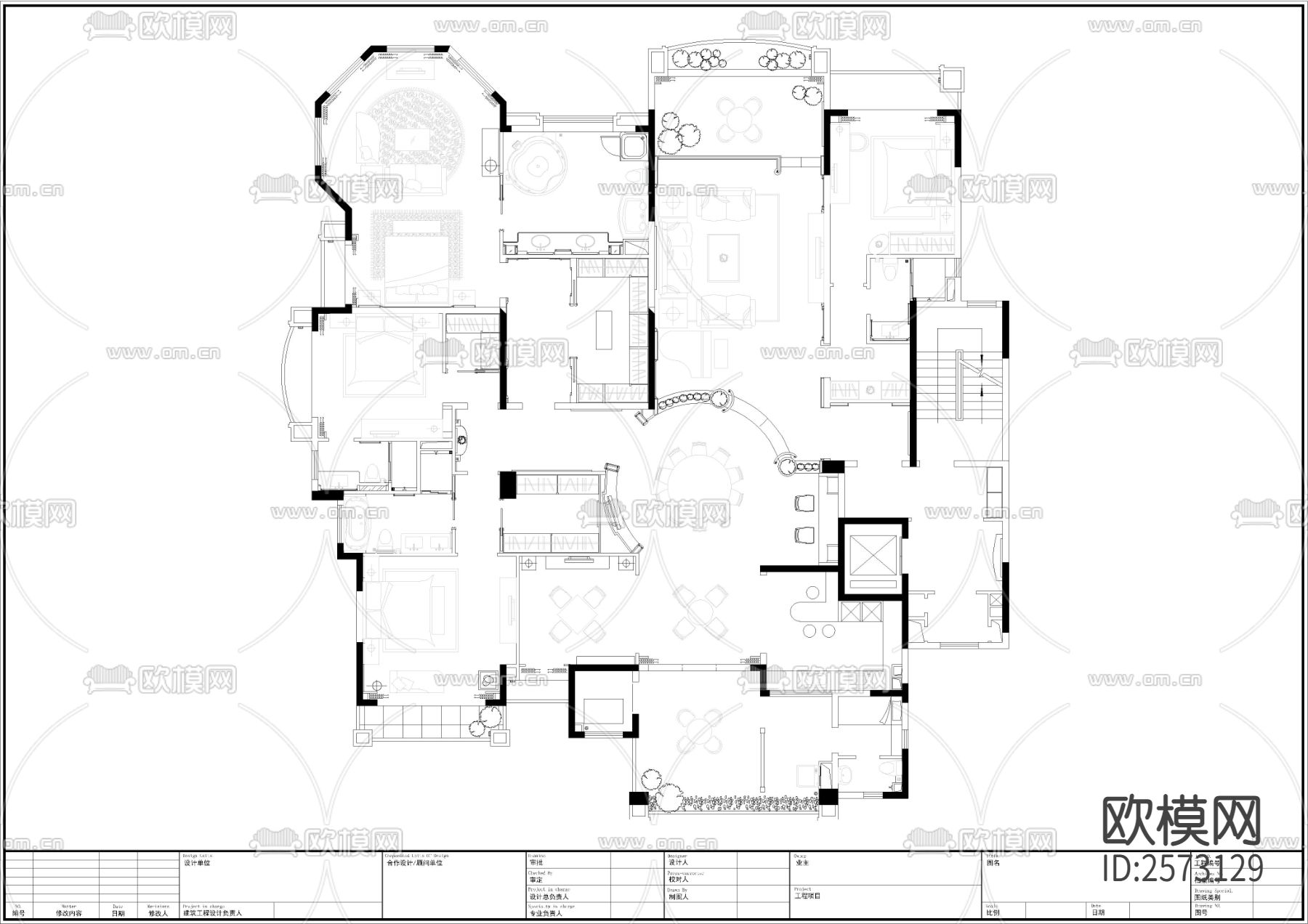 平层平面布置CAD图库下载（渲染图5）