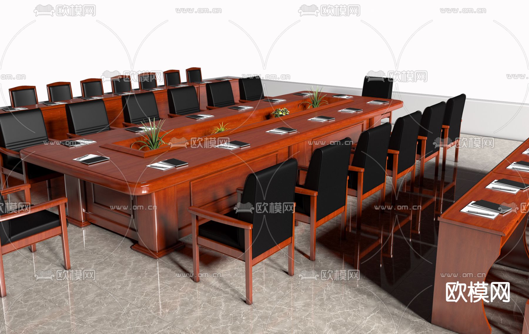 现代会议桌椅su模型下载（渲染图3）