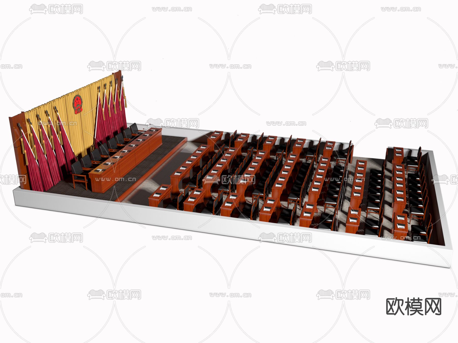 现代会议桌椅su模型下载（渲染图2）