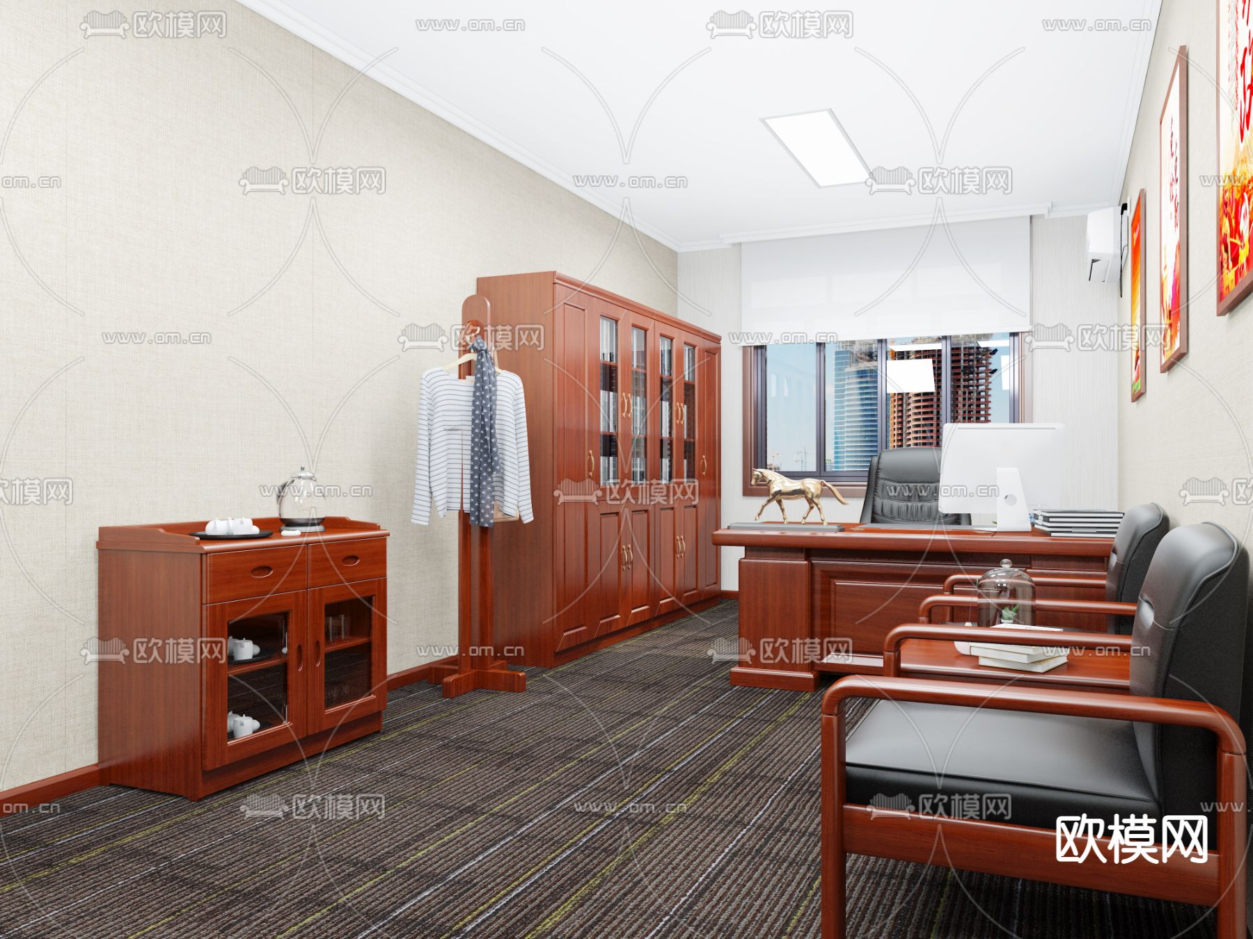 党政机关单位 办公室su模型下载（渲染图3）