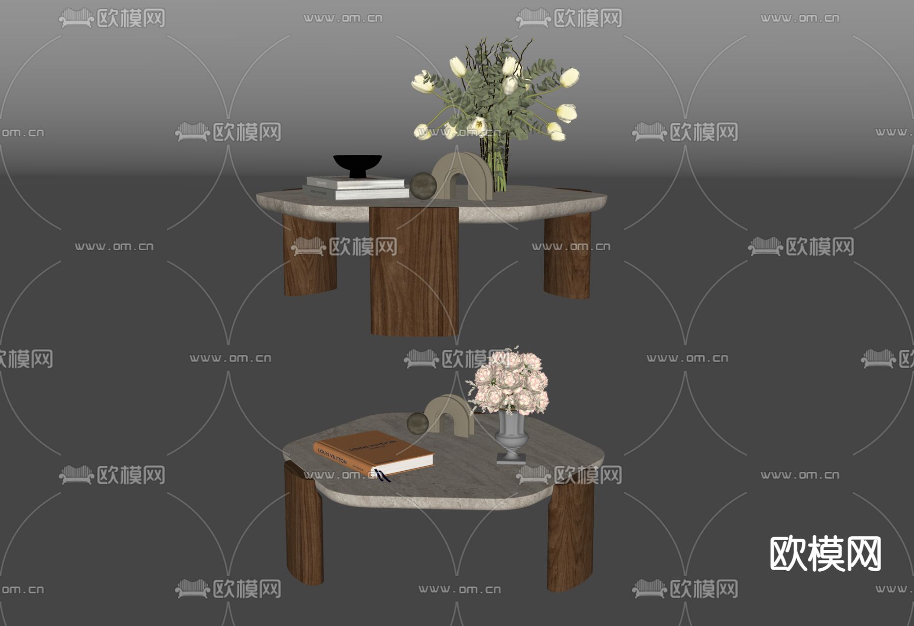 侘寂风茶几su模型下载（渲染图2）