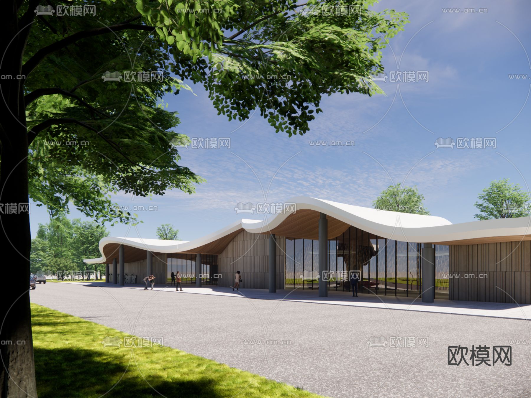 城市展厅 外观su模型下载（渲染图1）