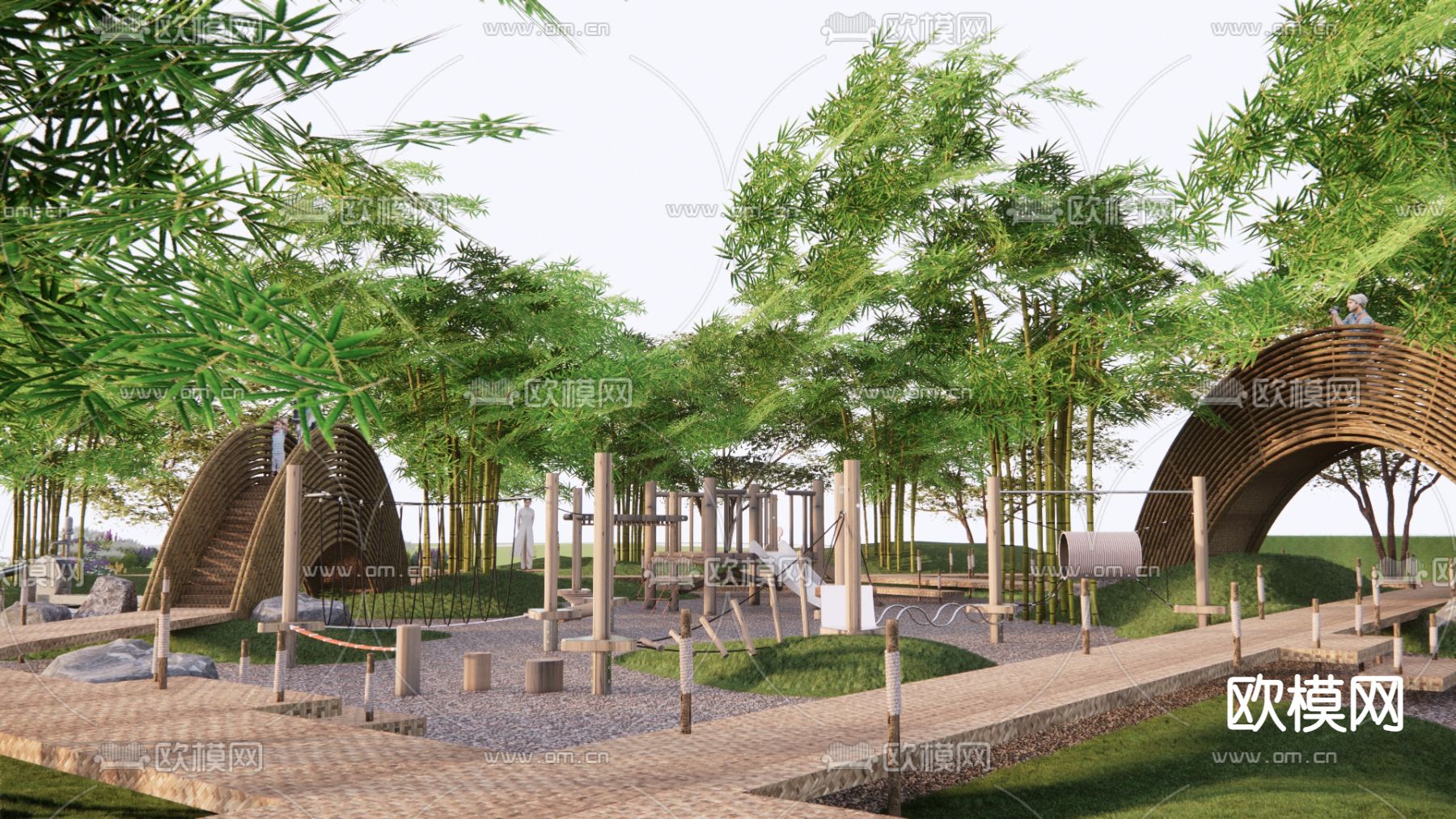 现代公园 儿童游乐区su模型