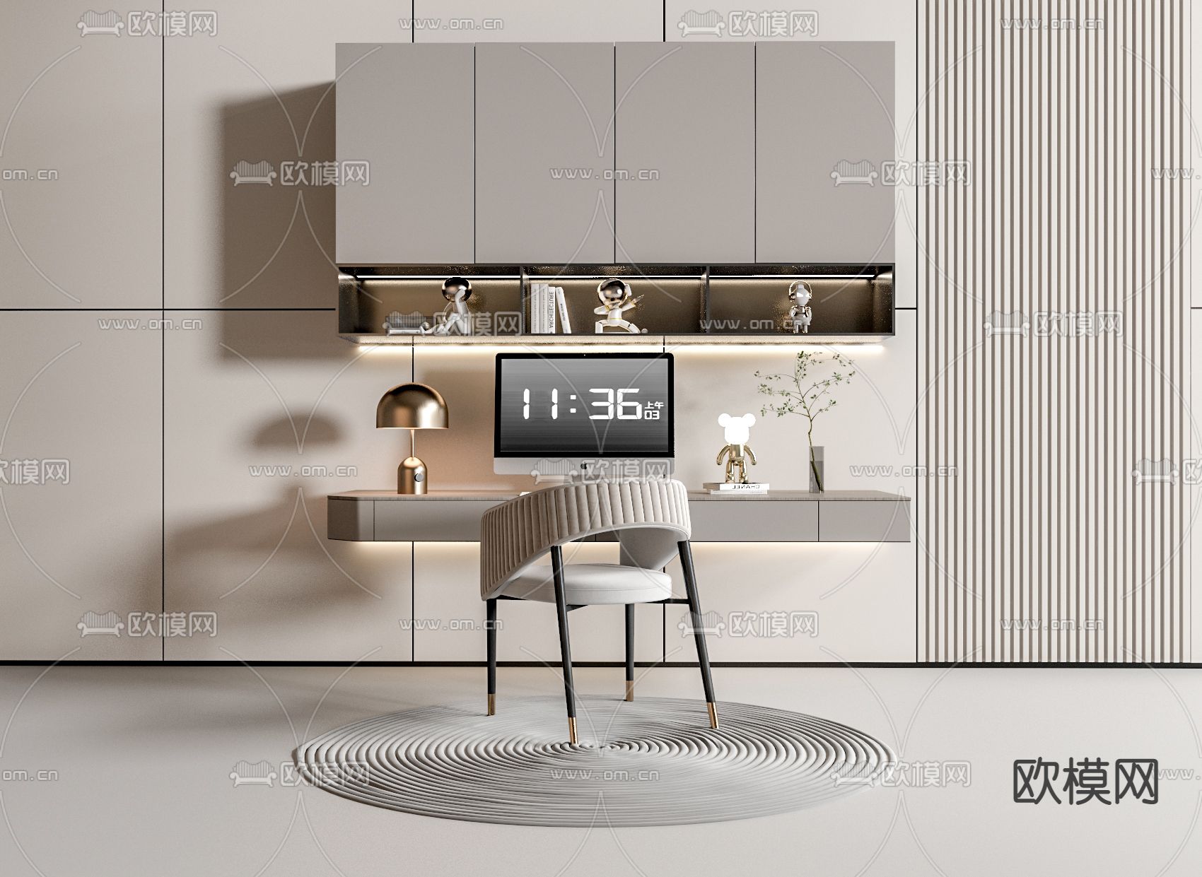 书桌椅 写字台 电脑桌 学习桌3d模型下载