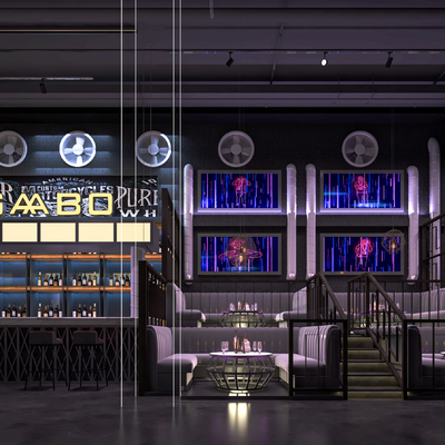  工业风酒吧 清吧su模型 