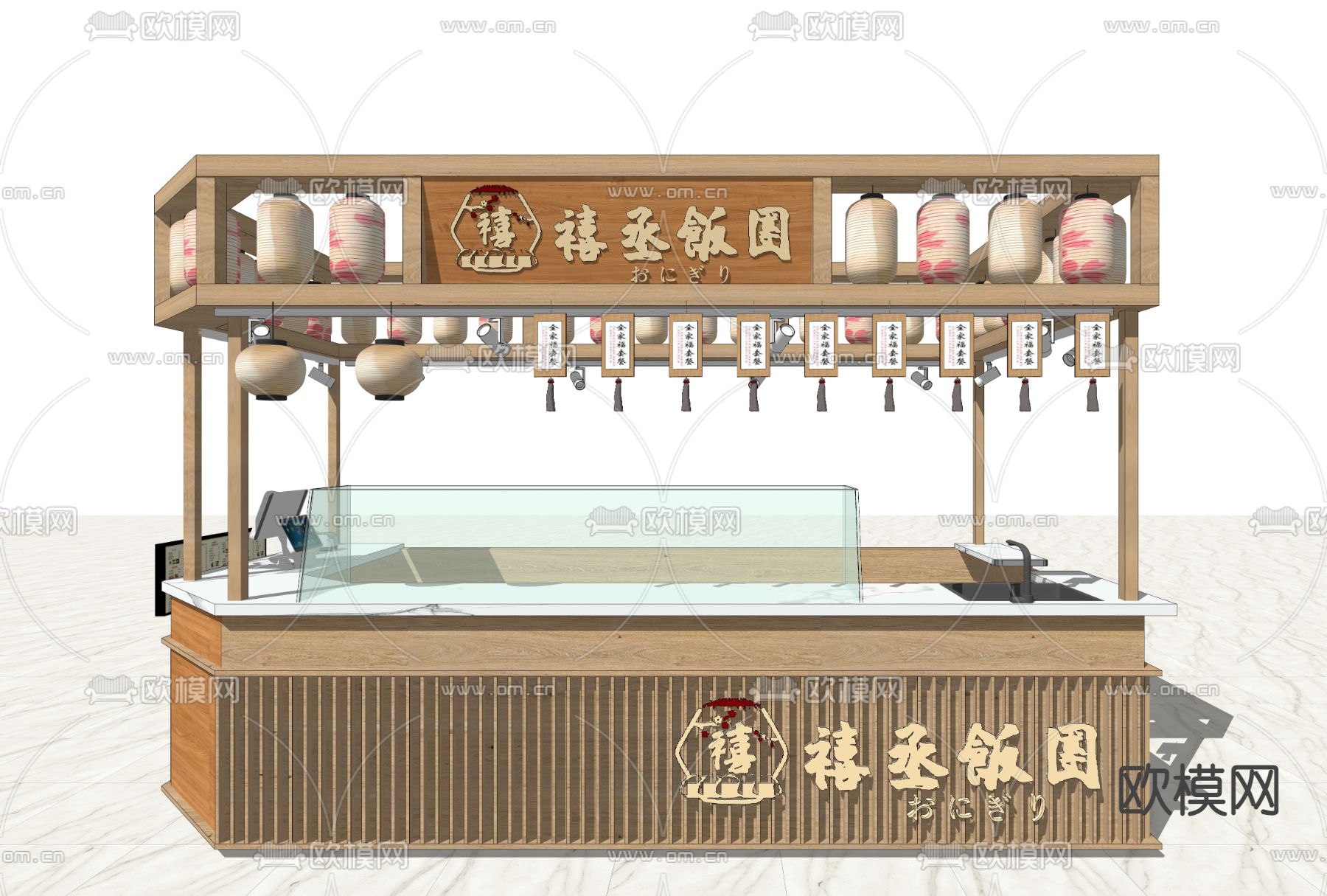 日式快餐店 操作台su模型下载（渲染图2）