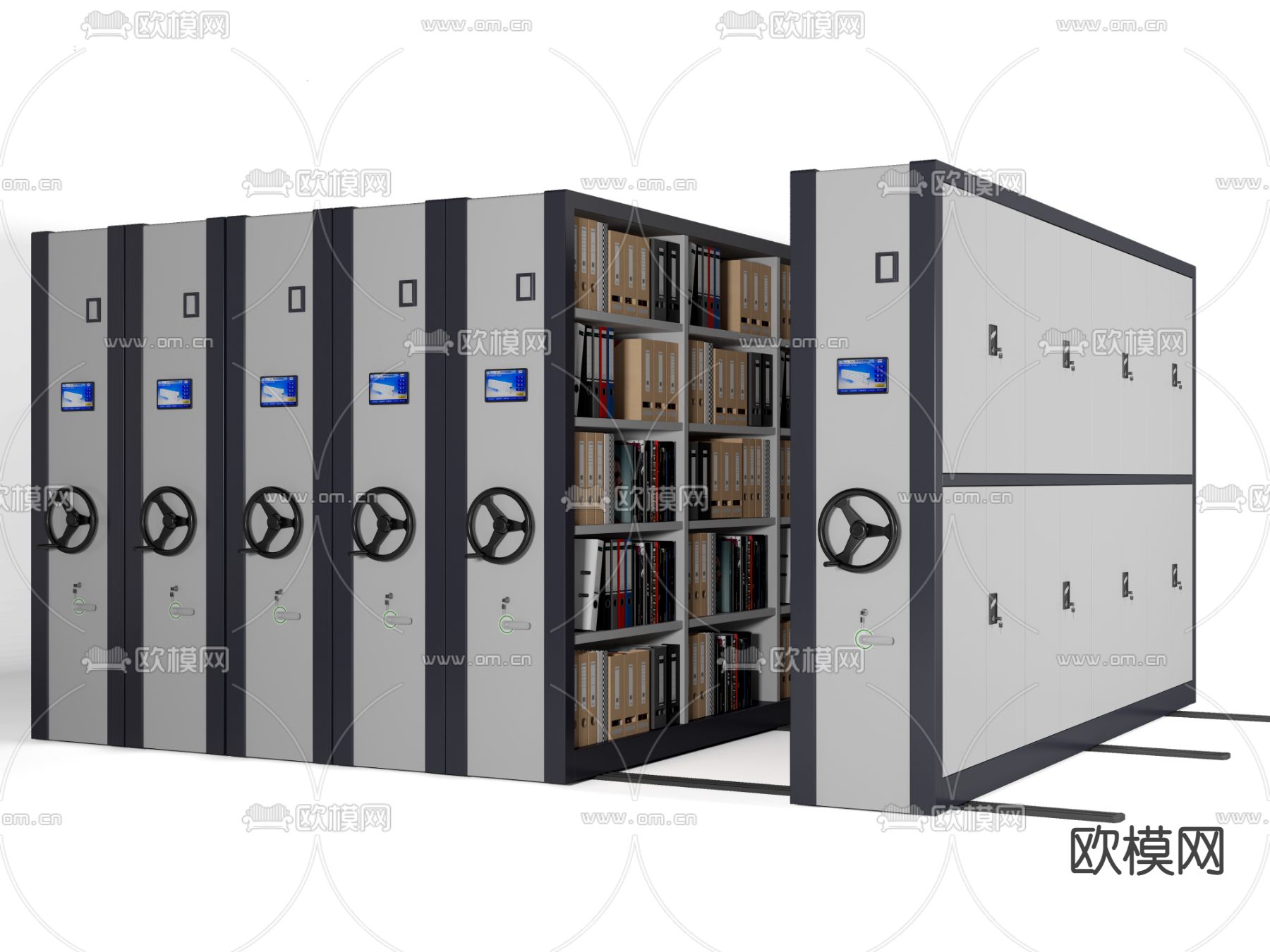 现代密集柜 文件柜su模型下载（渲染图1）