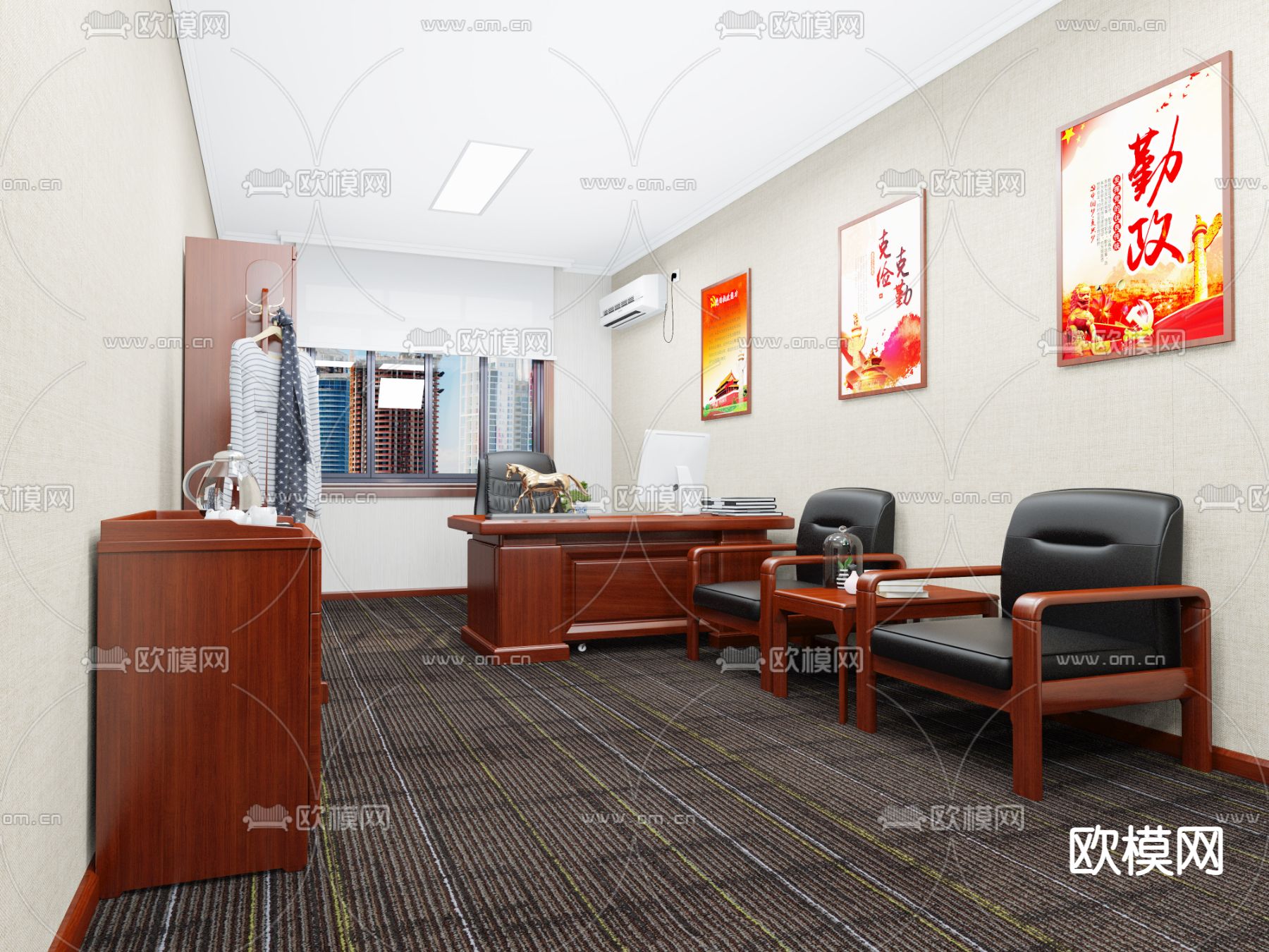 党政机关单位 办公室su模型下载（渲染图2）