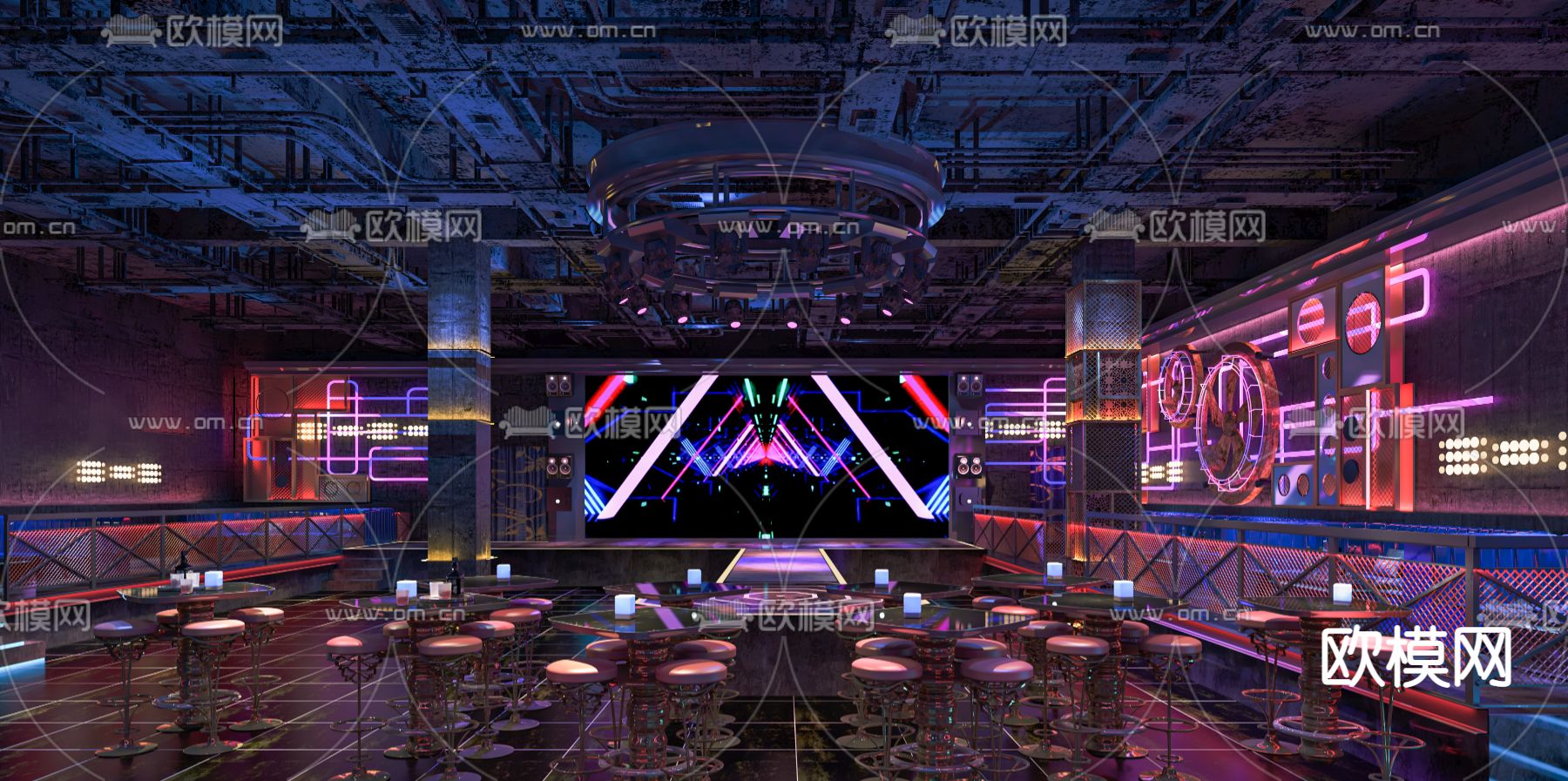 工业风酒吧 清吧su模型下载（渲染图1）